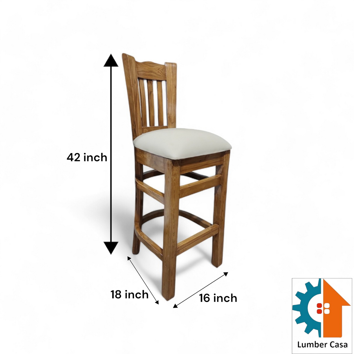 Premium Teak Wood Living Room Chair with Cushioned Fabric Seat Solid Wood Living Room Chair (Finish Color - LIGHT WALNUT, Pre-assembled)