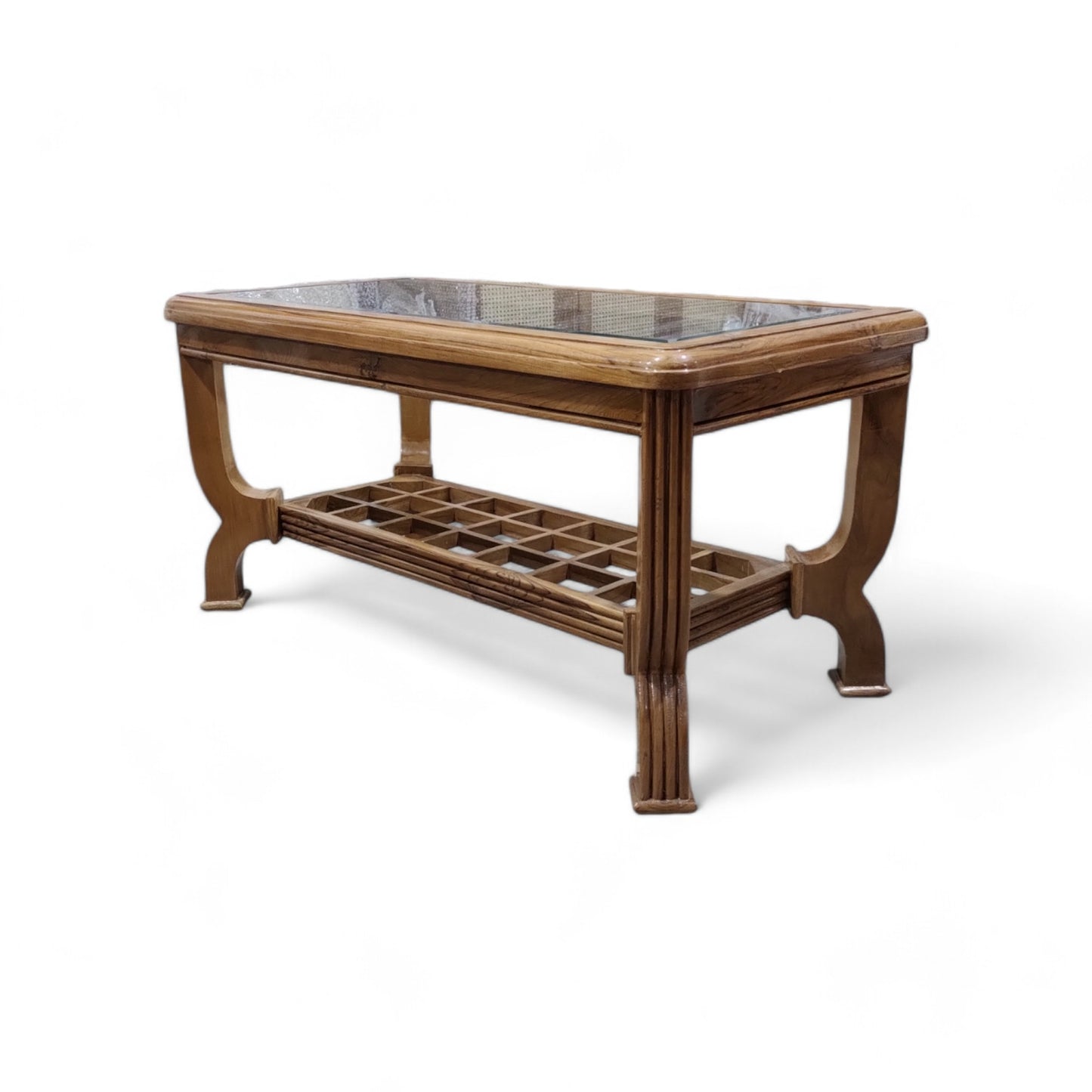 Teak Wood Coffee Table with Glass Top