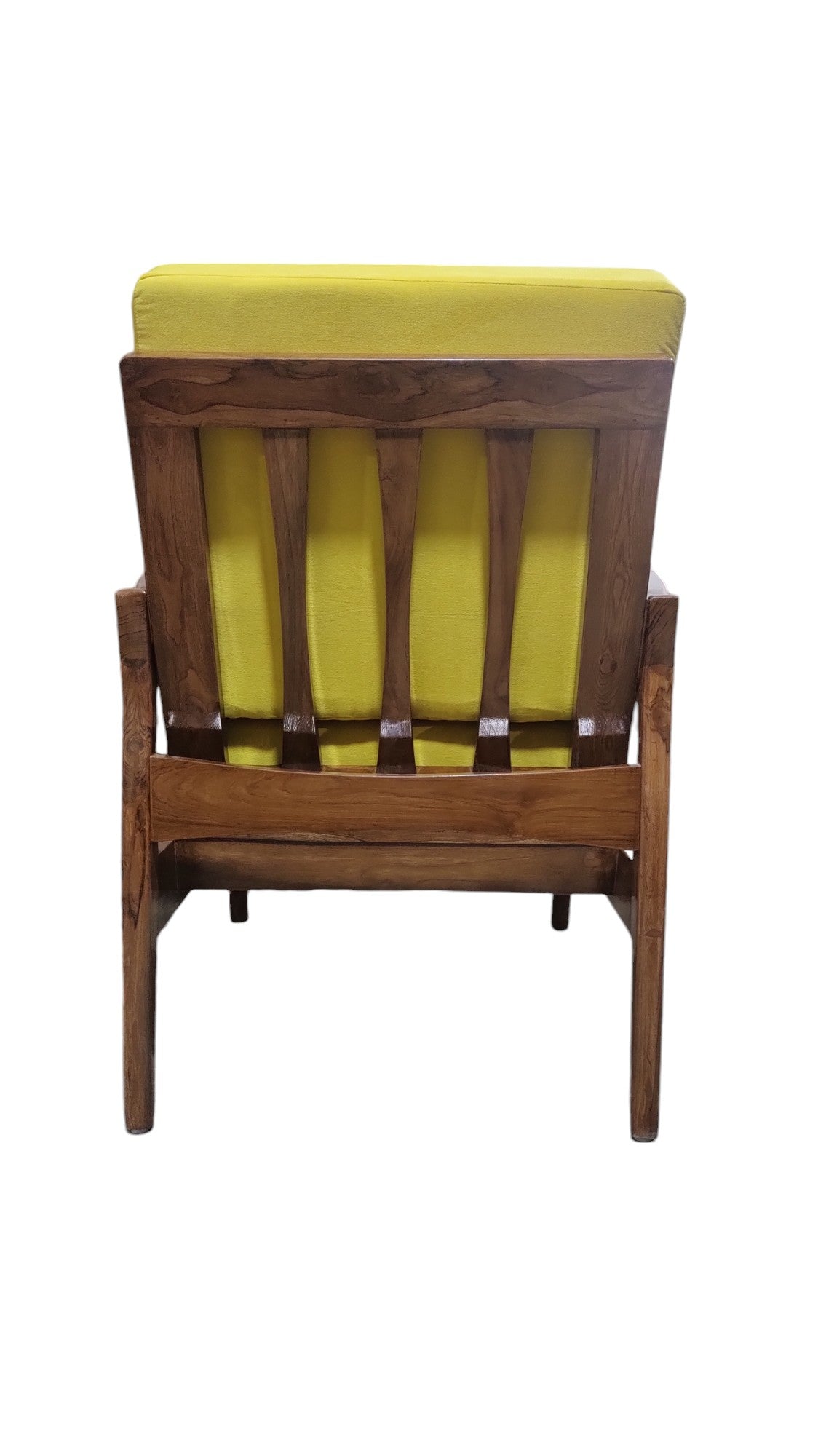 Lumber casa comfortable premium quality teak wood easy chair , solid wood living room chair (finish colour - teak natural Glossy , pre-assembled)