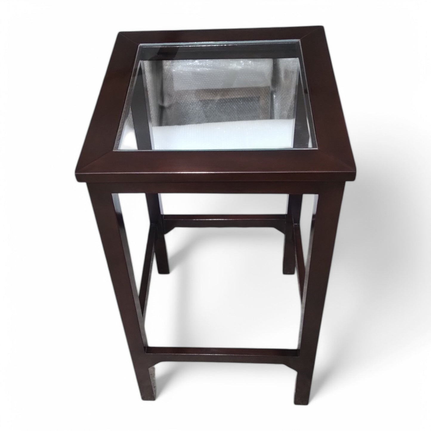 Wooden Bar Table with Glass Top