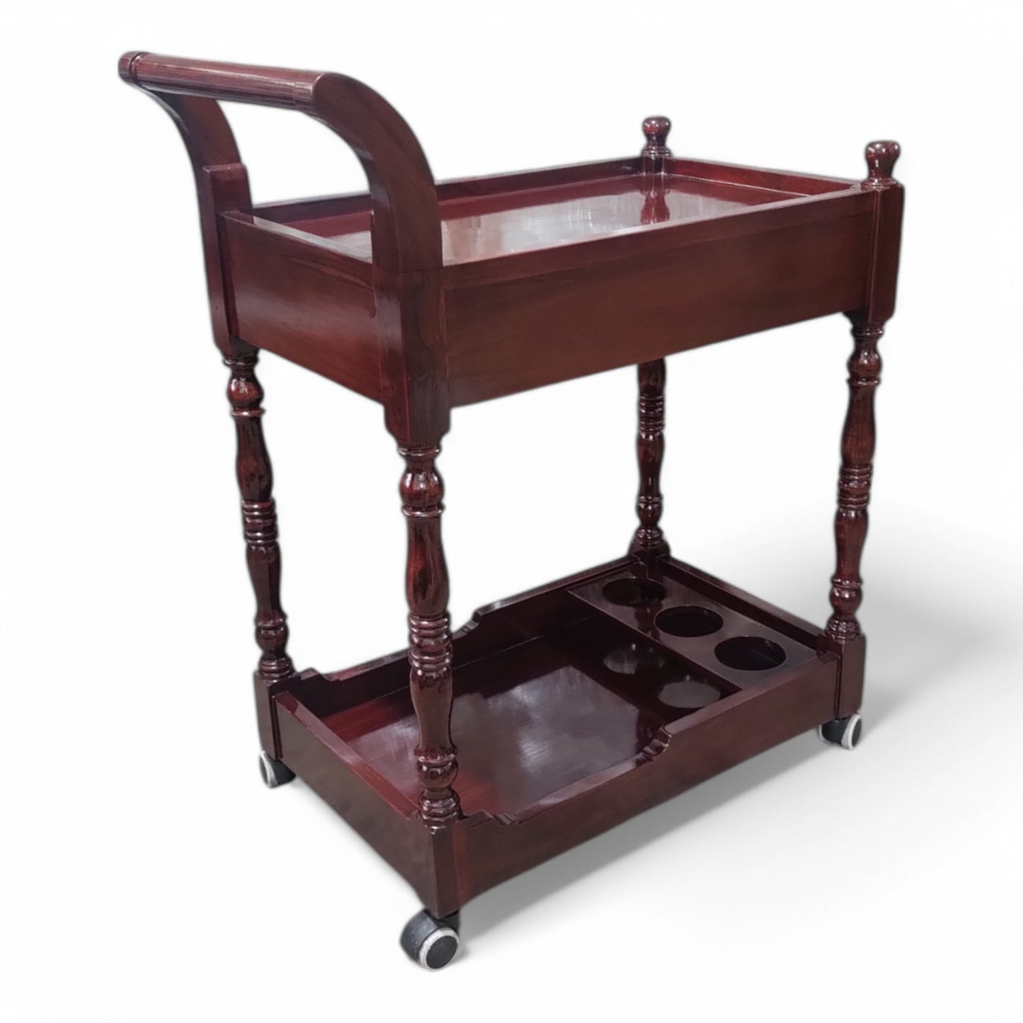 Wooden Bar Trolley with 2 Drawers