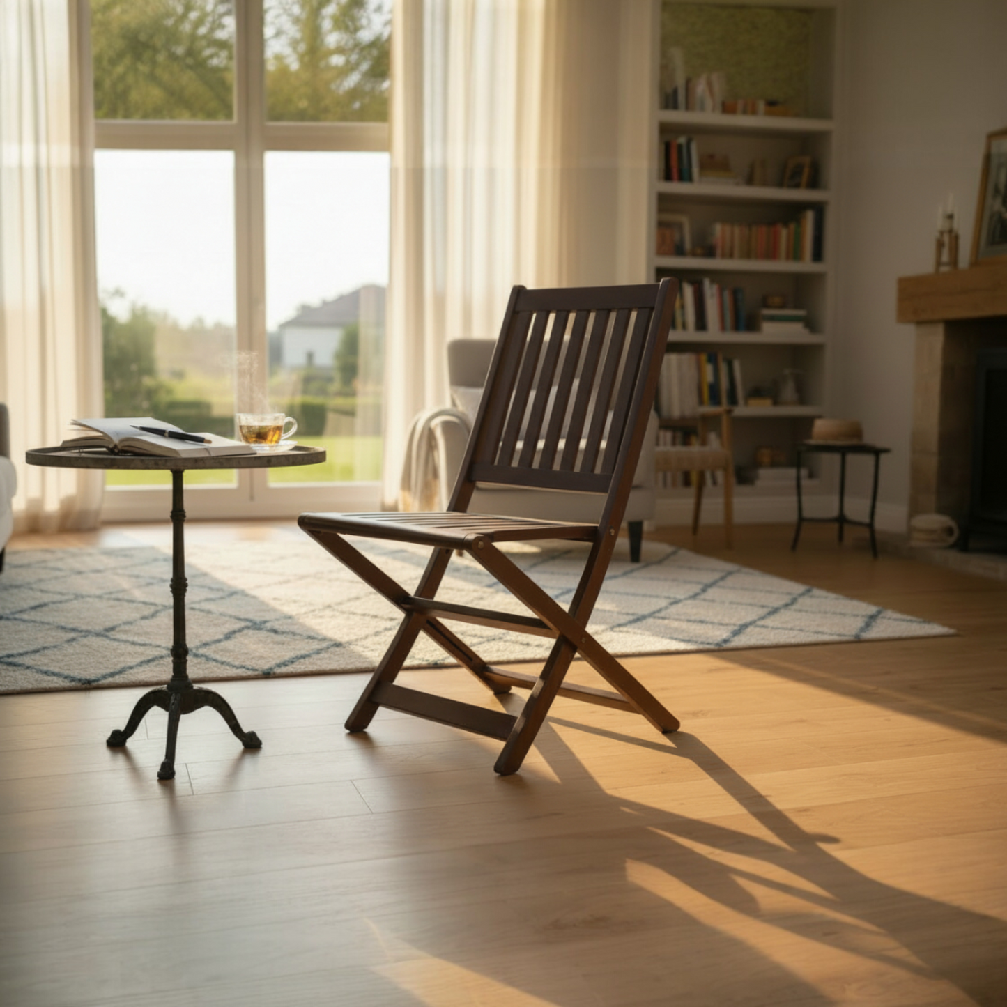 lumber casa Solid Wood Cafeteria Chair (LIGHT WALNUT SEMI MATT, Pre-assembled)