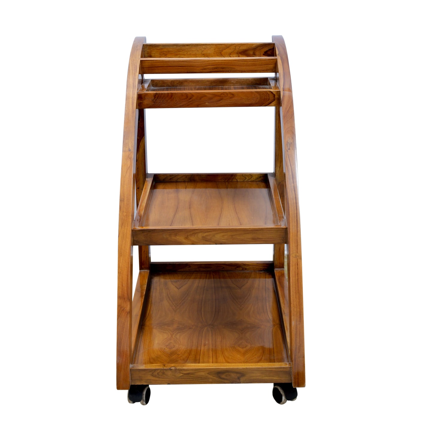 lumber casa Solid Wood Bar Trolley (Finish Color - teak glossy, Pre-assembled)