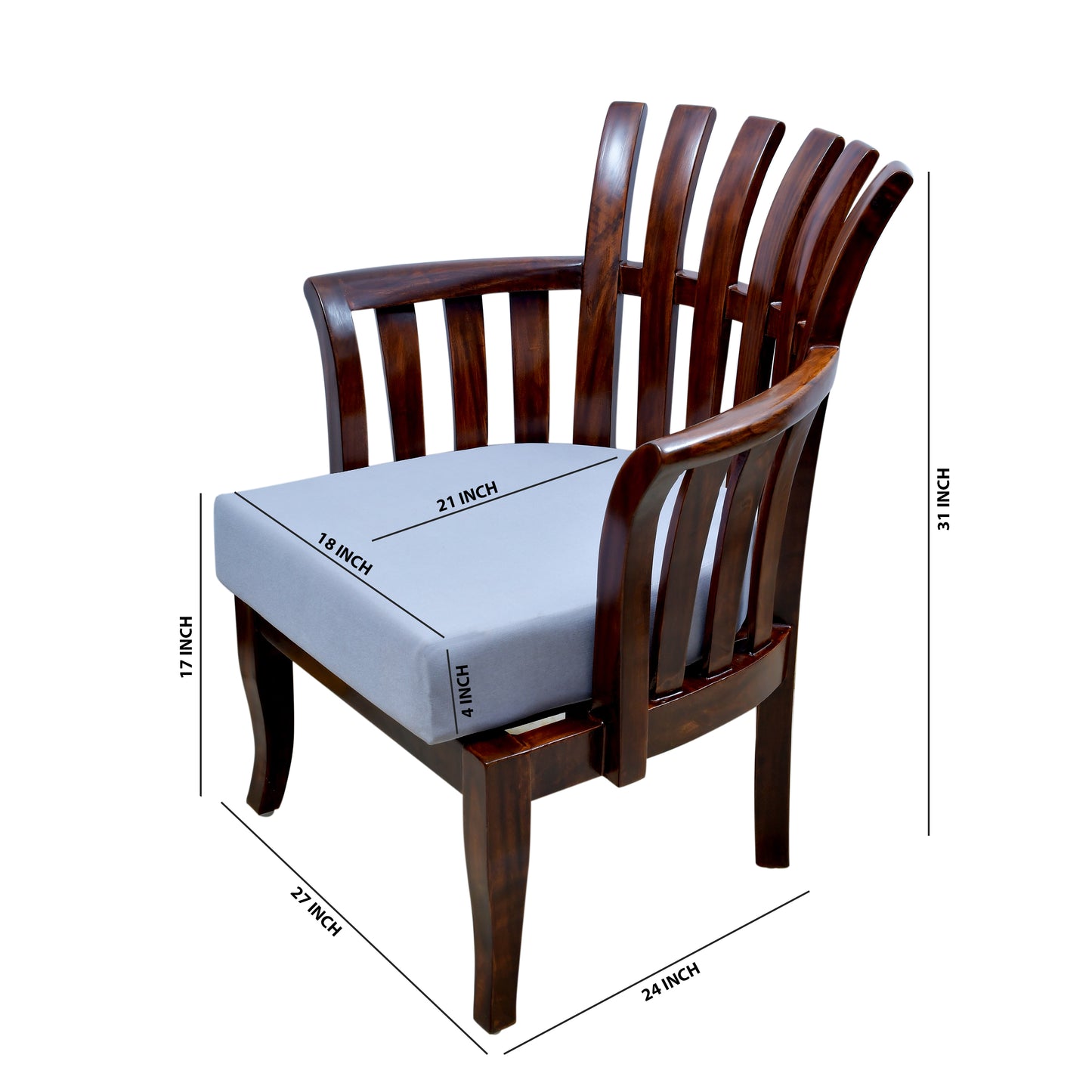 lumber casa Solid Wood Living Room Chair (Finish Color - Walnut (Antique finish), Pre-assembled)