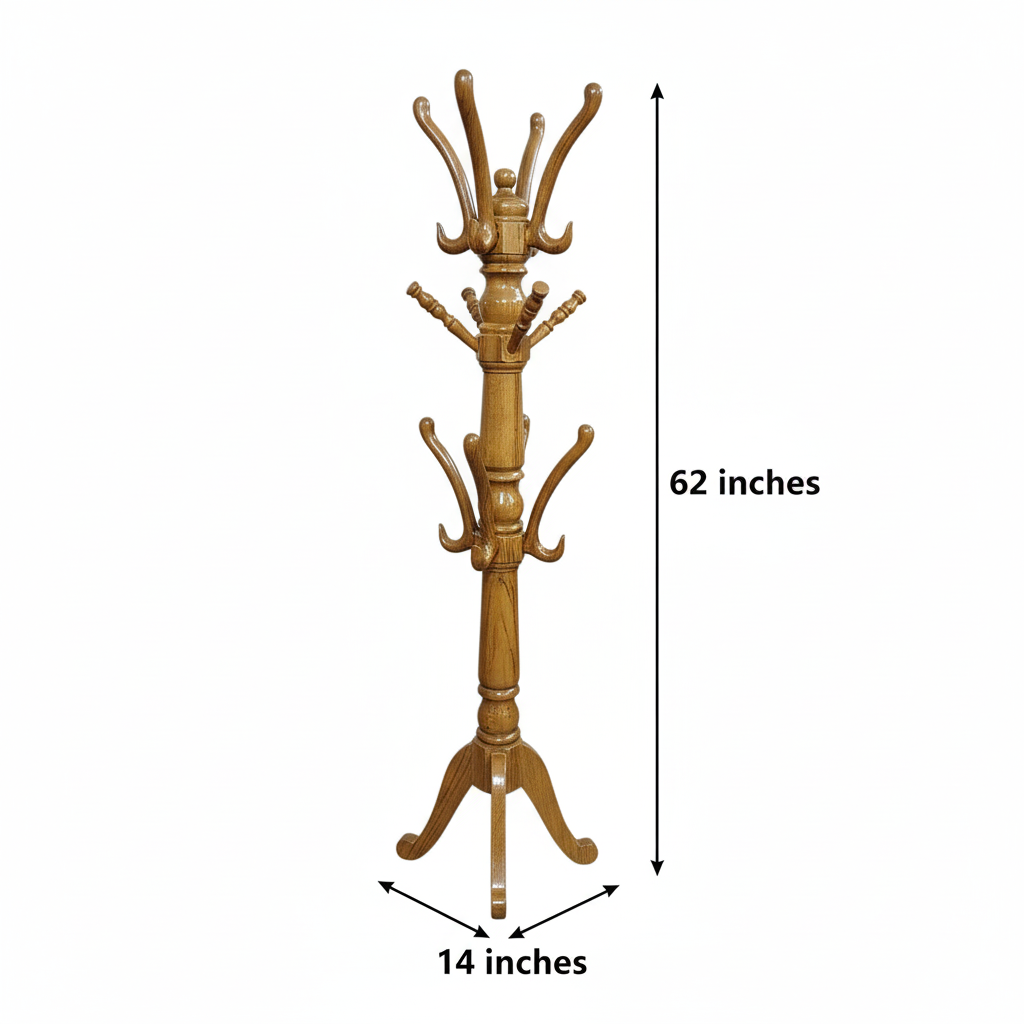 lumber casa Solid Wood Coat and Umbrella Stand (Finish Color - NATURAL TEAK COLOUR SEMI MATT, Pre-assembled)