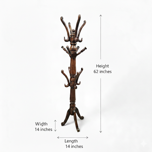 solid wood coat and umbrella stand (finish colour - teak colour semi matt finish, pre assembled