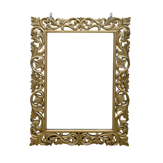 lumber casa GOLDEN HAND CARVED Polyurethane Coating Decorative Mirror (Rectangle)