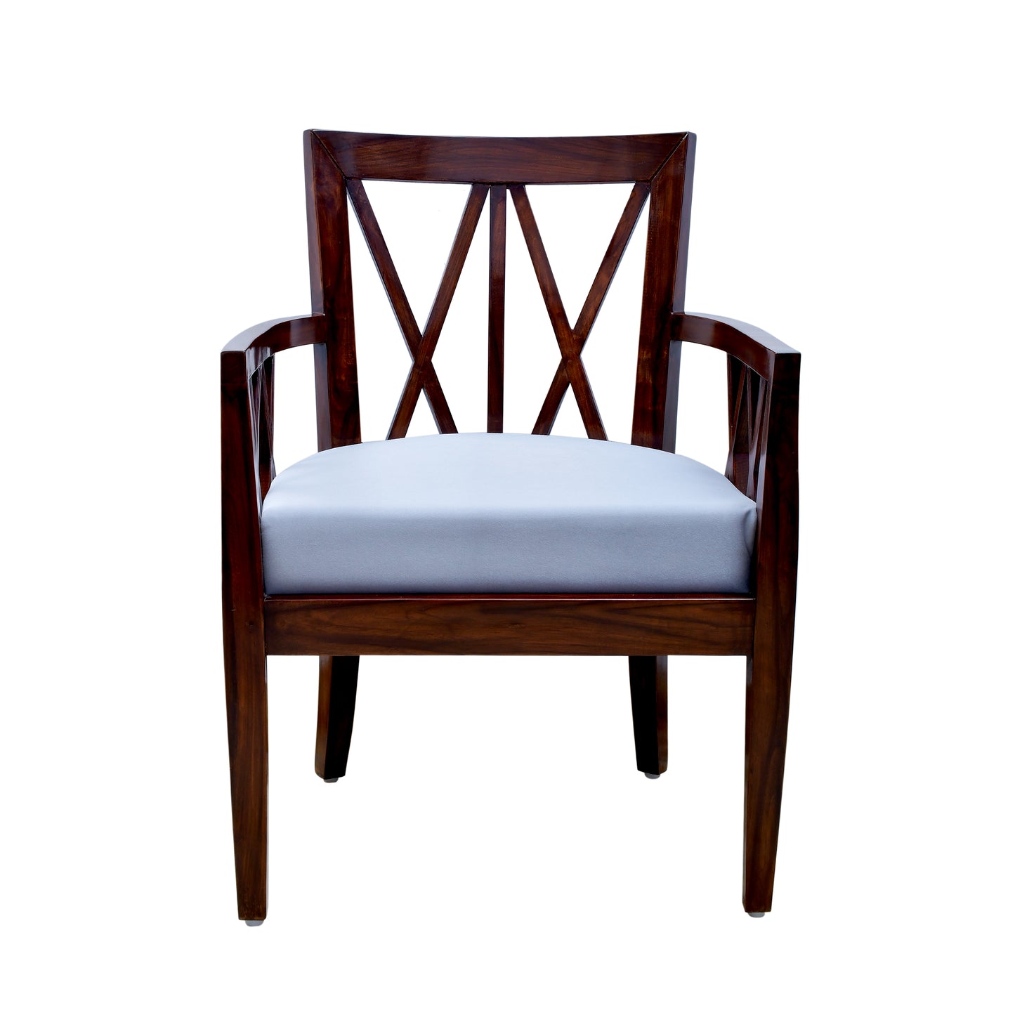 lUMBER CASA PREMINM QUALITY TEAK WOOD SOLID WOOD LIVING ROOM CHAIR (Finish Color - Walnut GLOSSY (Antique finish), Pre-assembled)