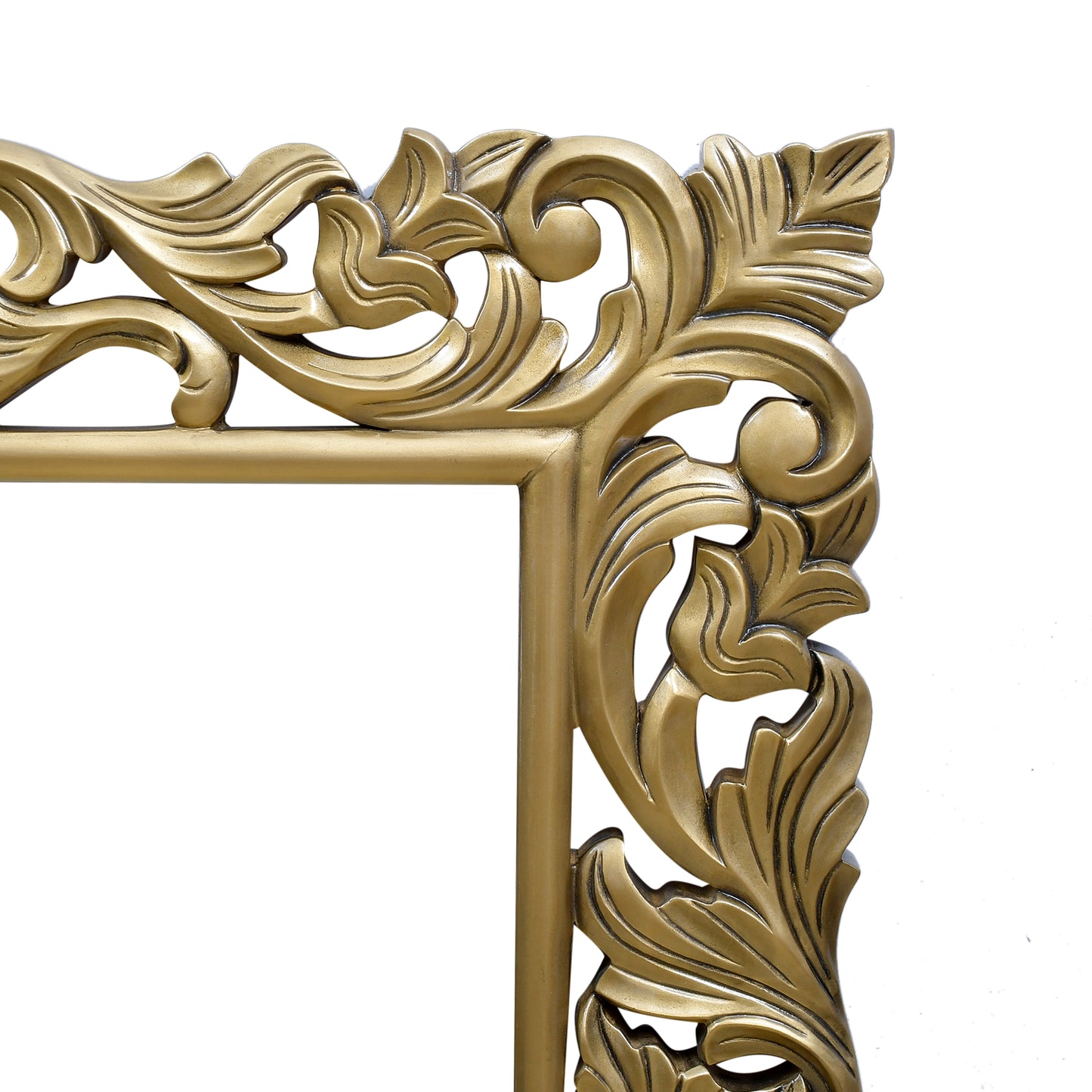 lumber casa GOLDEN HAND CARVED Polyurethane Coating Decorative Mirror (Rectangle)