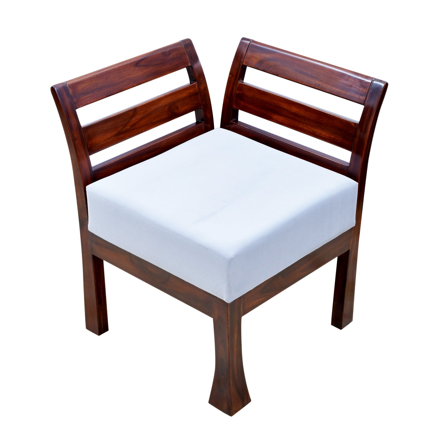 Lumber Casa Modern Teak Wood Corner Chair with Ladder Back