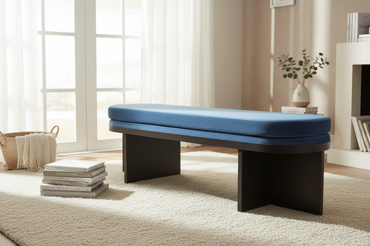 wooden sofa bench from Lumber Casa, a perfect blend of contemporary design and everyday comfort. Fabric 2 Seater Sofa (Finish Color - dark walnut, Pre-assembled)