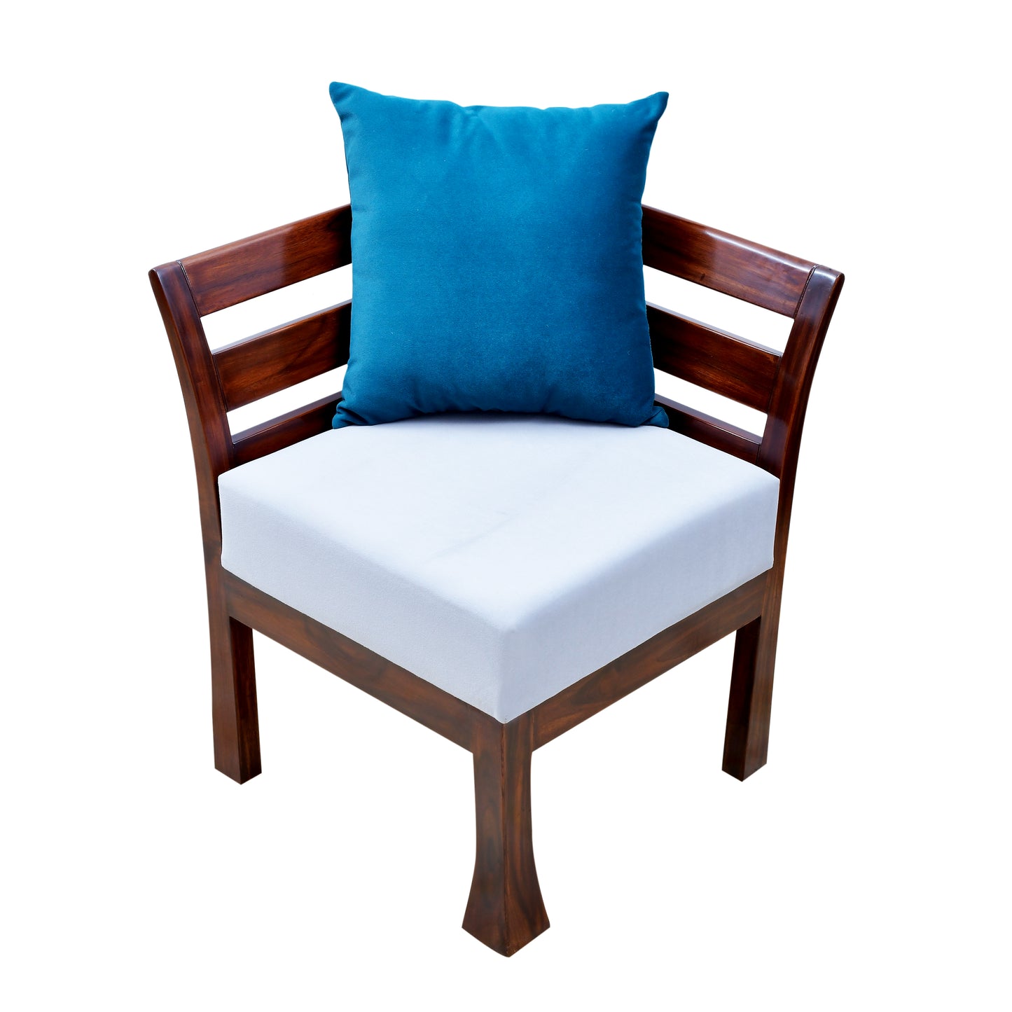 Lumber Casa Modern Teak Wood Corner Chair with Ladder Back