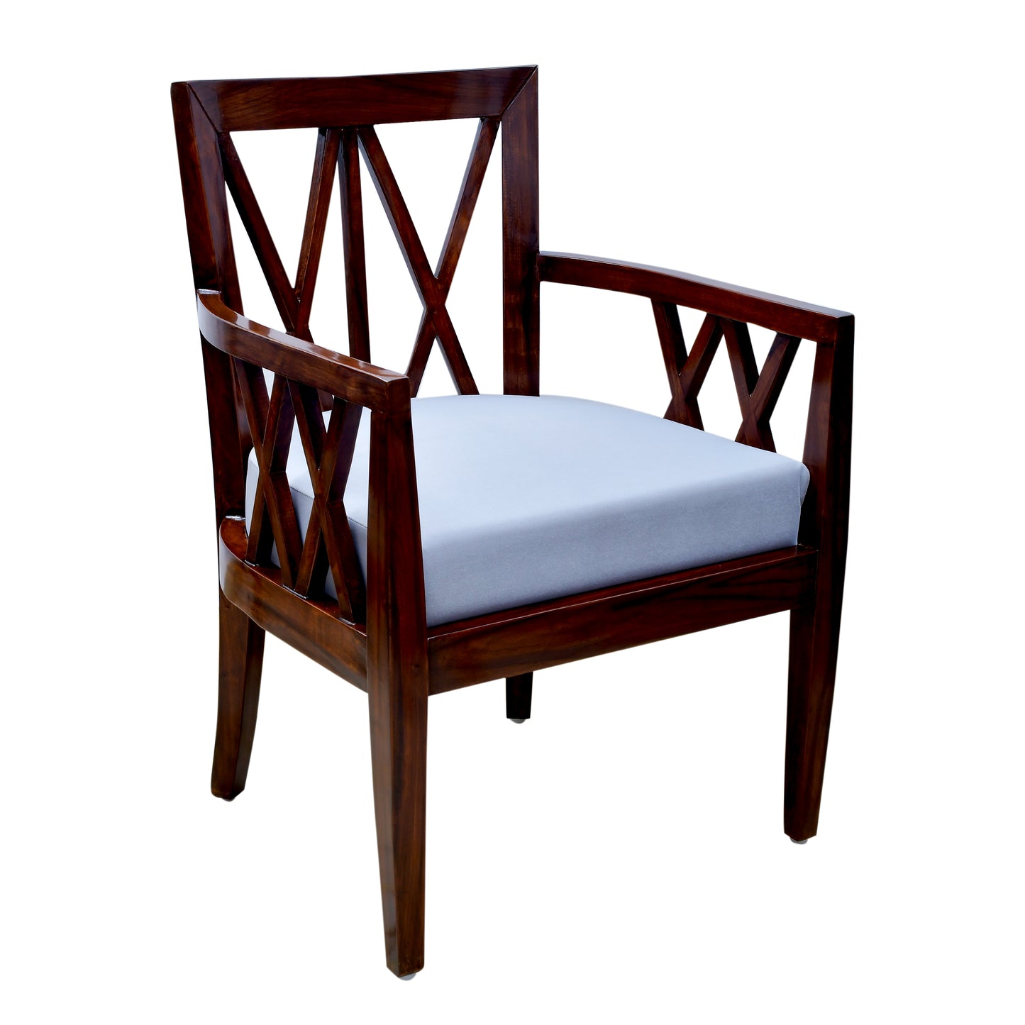 lUMBER CASA PREMINM QUALITY TEAK WOOD SOLID WOOD LIVING ROOM CHAIR (Finish Color - Walnut GLOSSY (Antique finish), Pre-assembled)