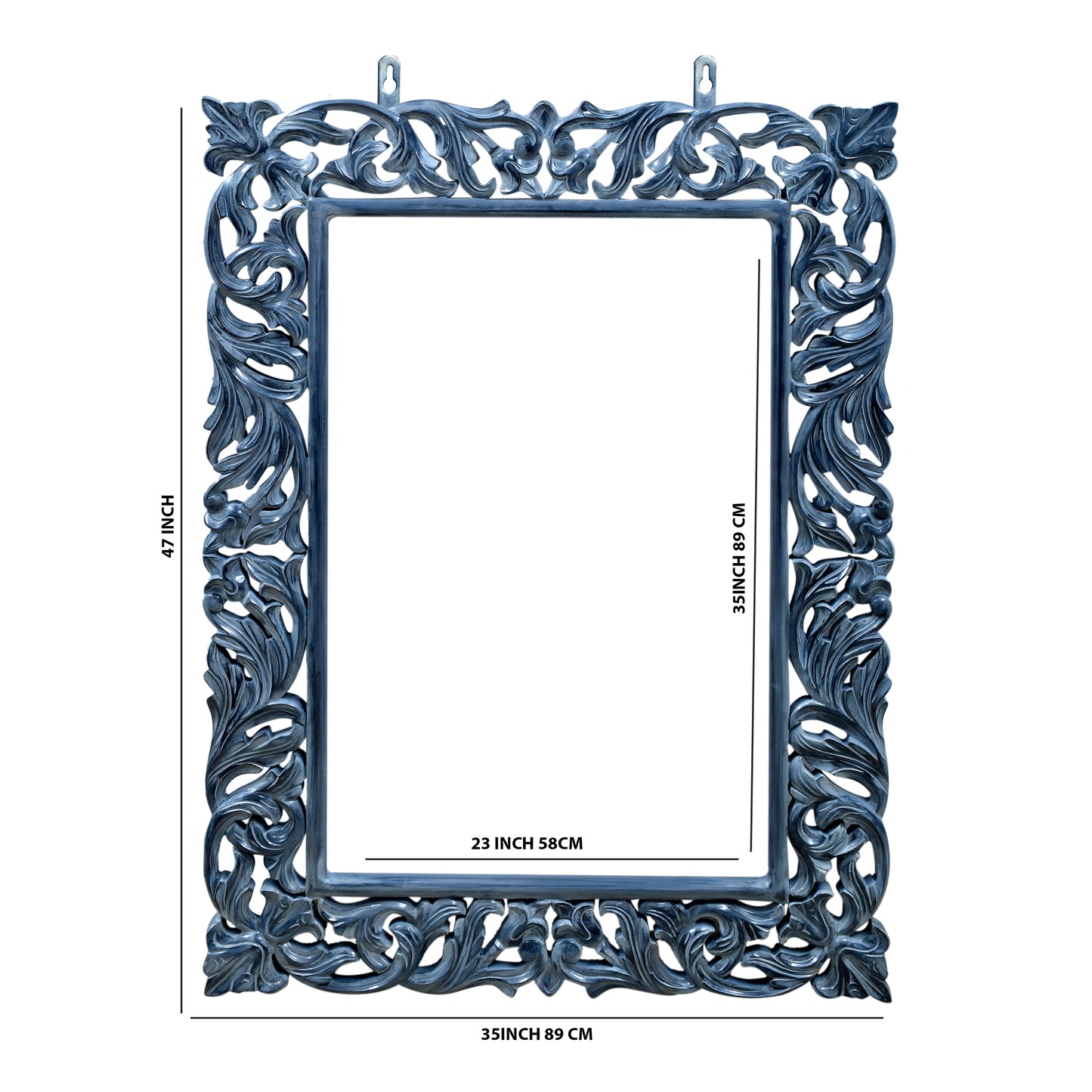 lumber casa CARVED SILVER ANTIQUE Decorative Mirror (Rectangle)