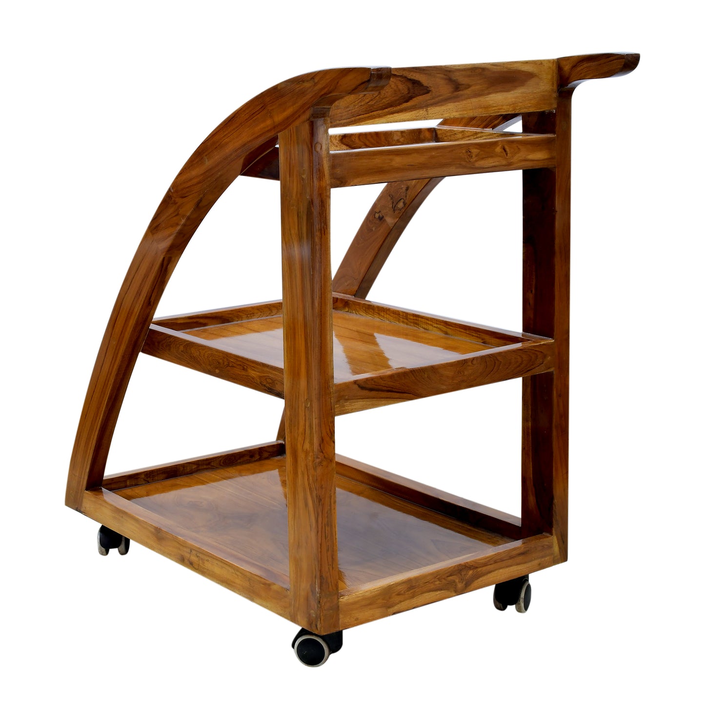 lumber casa Solid Wood Bar Trolley (Finish Color - teak glossy, Pre-assembled)