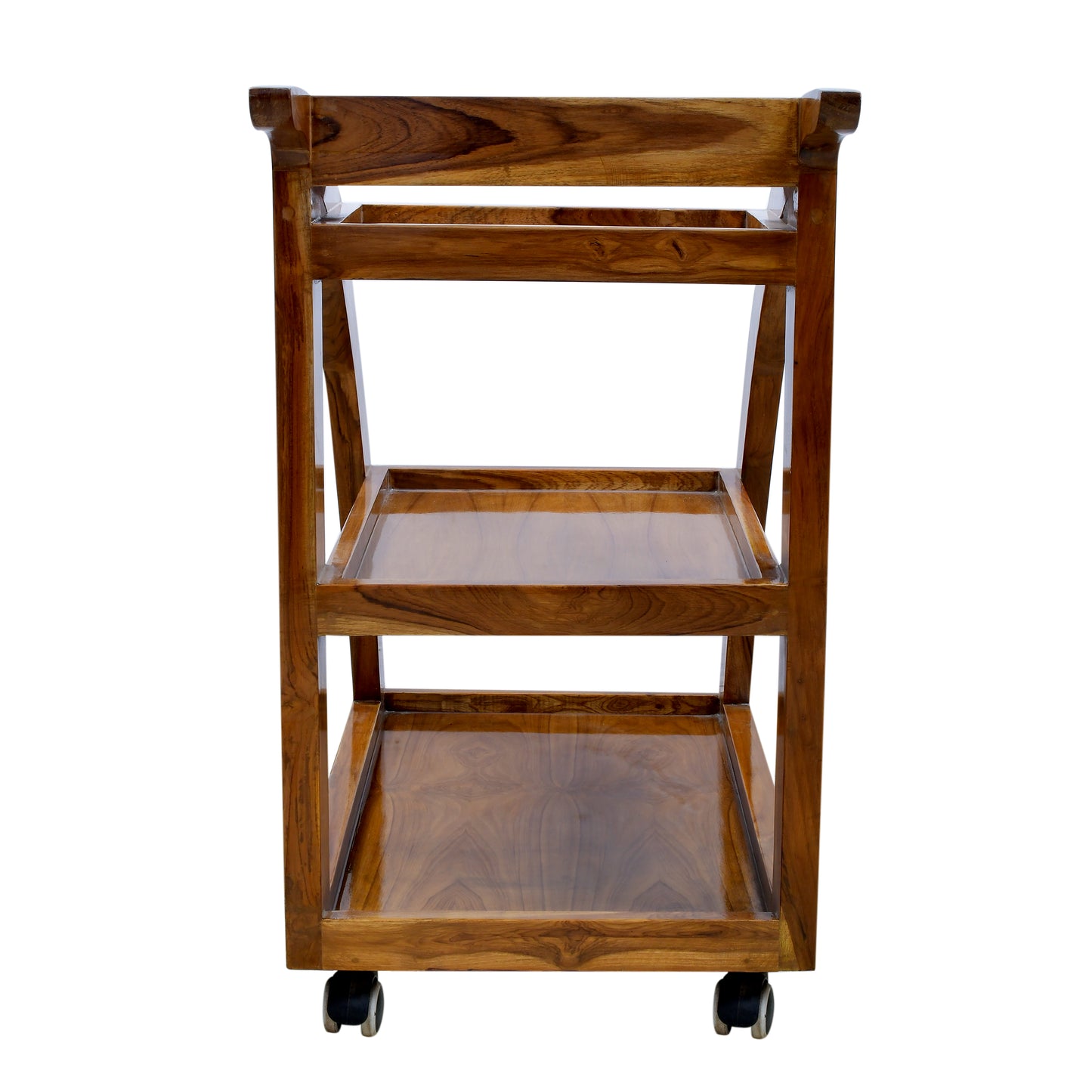 lumber casa Solid Wood Bar Trolley (Finish Color - teak glossy, Pre-assembled)