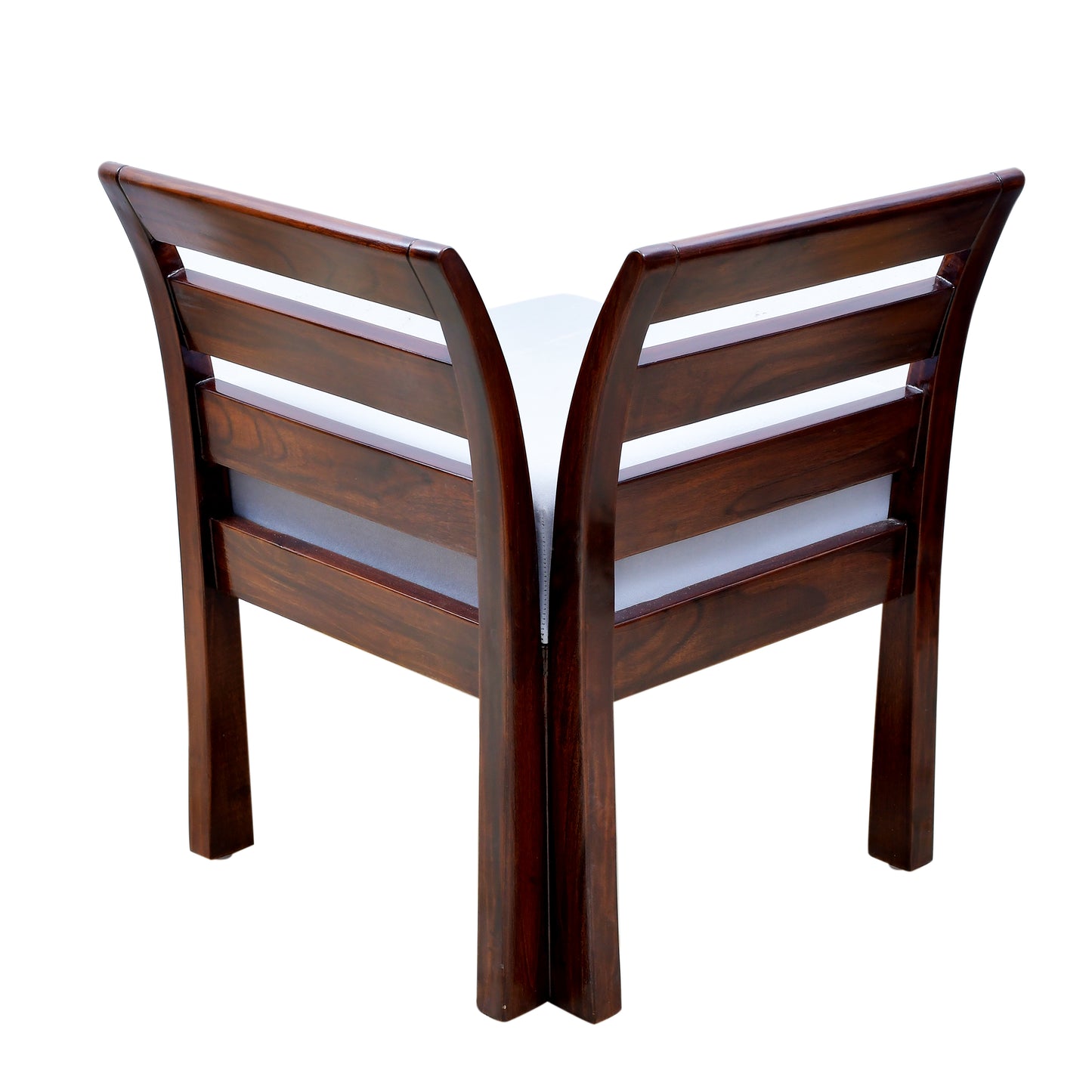Lumber Casa Modern Teak Wood Corner Chair with Ladder Back