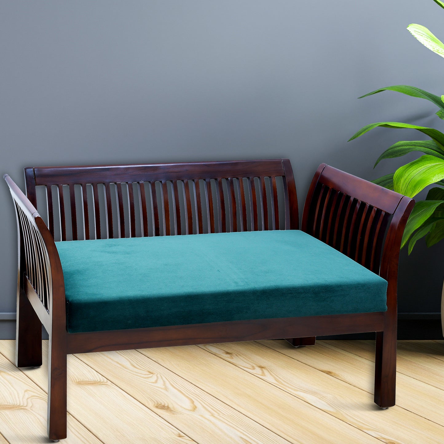 lumber casa Fabric 2 Seater Sofa (Finish Color - Light walnut semi matt, Pre-assembled)