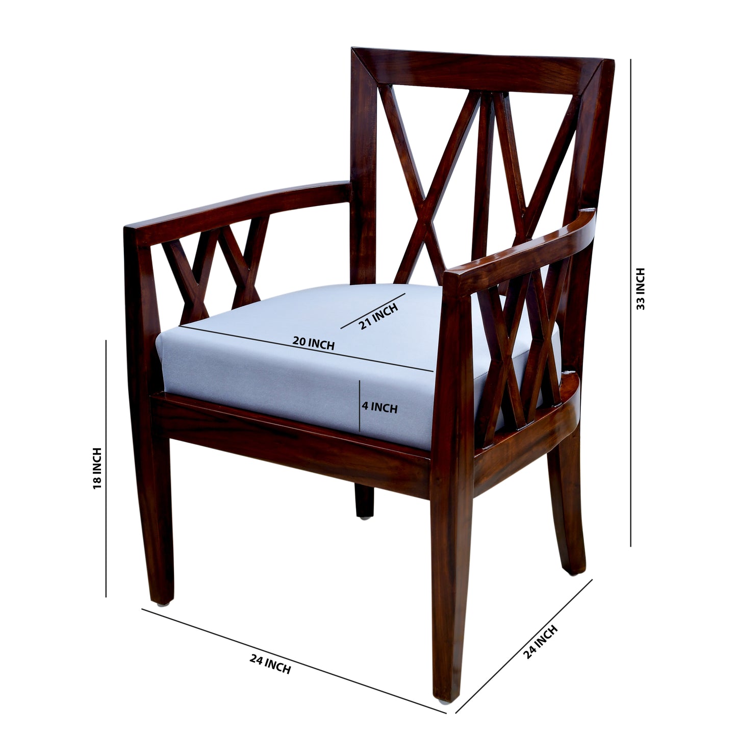 lumber casa premium quality teak wood Solid Wood Living Room Chair (Finish Color - Walnut glossy, Pre-assembled)