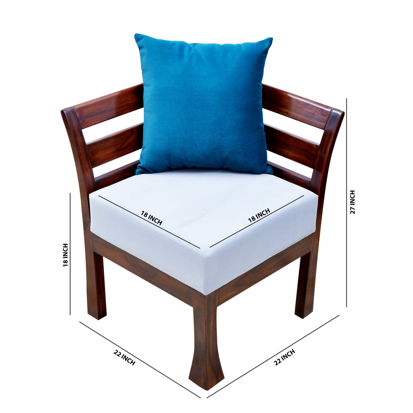 Lumber Casa Modern Teak Wood Corner Chair with Ladder Back