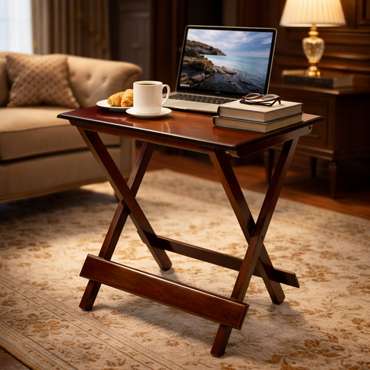 Lumber Casa Premium Teak Wood Folding Table – Durable Solid Teak Multipurpose Side Table for Living Room, Balcony, Garden & Outdoor Use