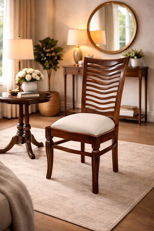 LUMBER CASA Teak Wood Living Room Chair, Natural Finish Solid Wood Living Room Chair (Finish Color - WALNUT, Pre-assembled)