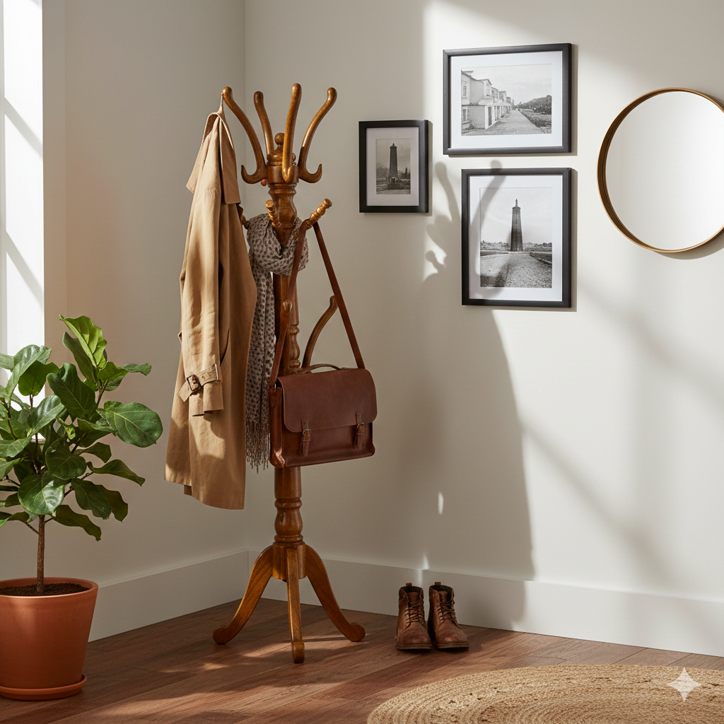 lumber casa Solid Wood Coat and Umbrella Stand (Finish Color - NATURAL TEAK COLOUR SEMI MATT, Pre-assembled)