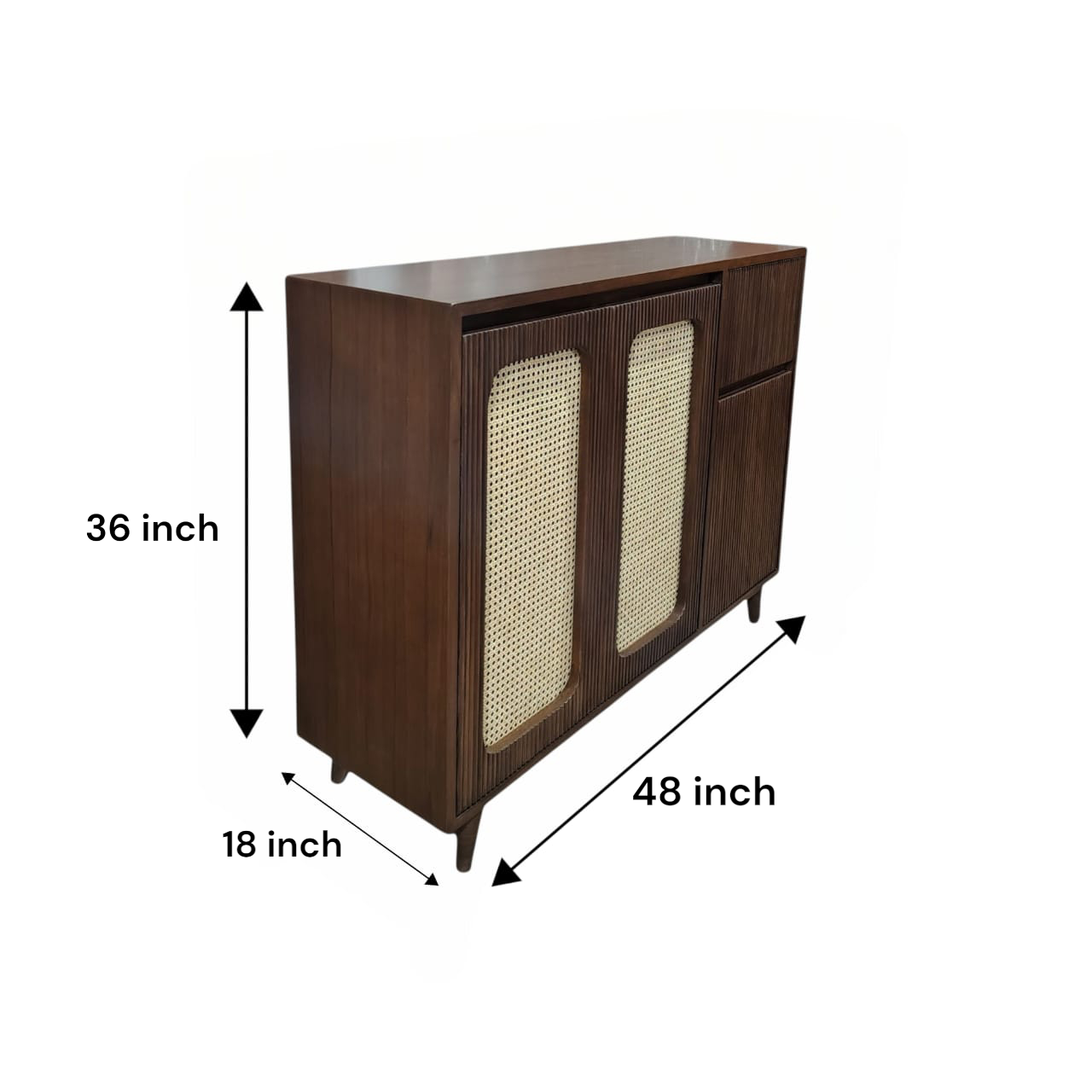 Teak Wood and Plywood Entryway Storage Cabinet with Teak Veneer Solid Wood Shoe Rack (LIGHT WALNUT, 3 Shelves, Pre-assembled)