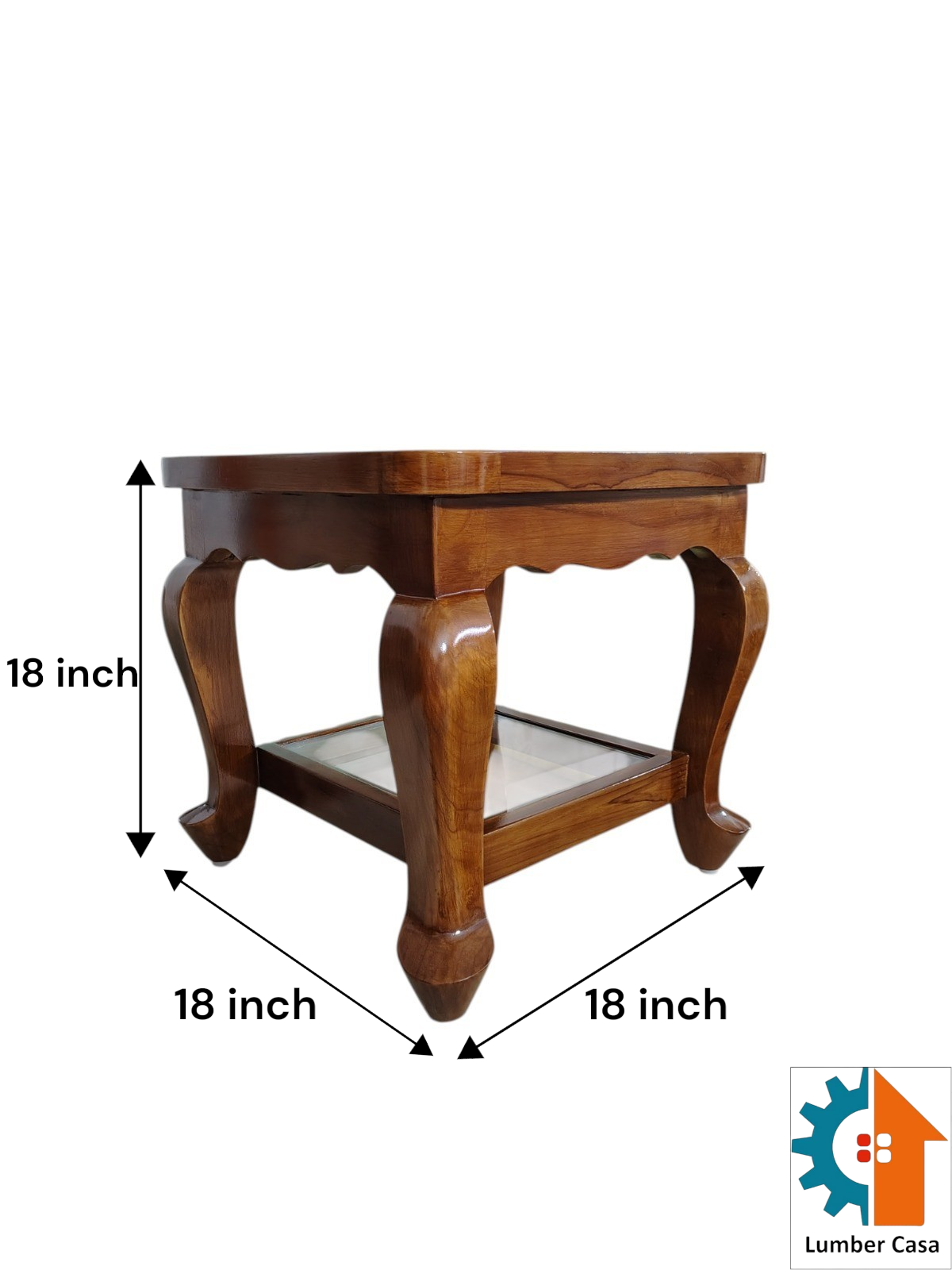 Lumber Casa Teak Wood Side Table, Brown, 18x18x18 Inch, Natural Finish, Contemporary Style, for Home and OfficeLumber Casa Teak Wood Side Table, Brown, 18x18x18 Inch, Natural Finish, Contemporary Style, for Home and Office