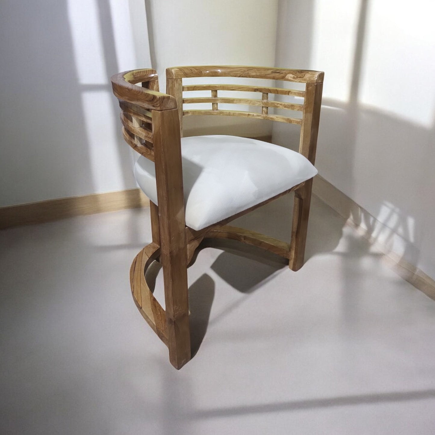 DURABLE TEAK WOOD CHAIR FOR HOME AND OFFICE SOLID WOOD LIVING ROOM CHAIR (FINISH COLOUR - TEAK WOOD , PRE-ASSEMBLED