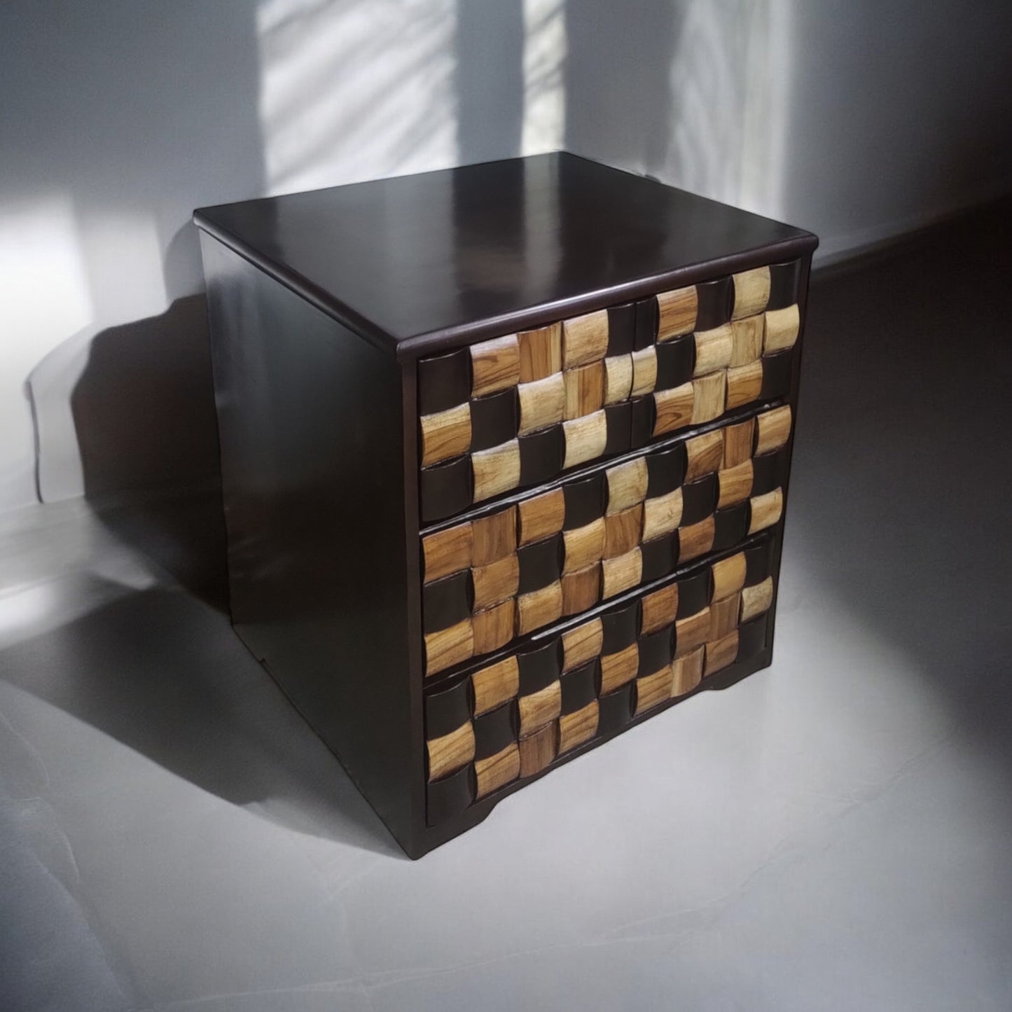 Cabinet with Checkerboard Wood Dark Brown Solid Wood Free Standing Cabinet (Finish Color - WALNUT BROWN, Door Type- Levered, Pre-assembled)