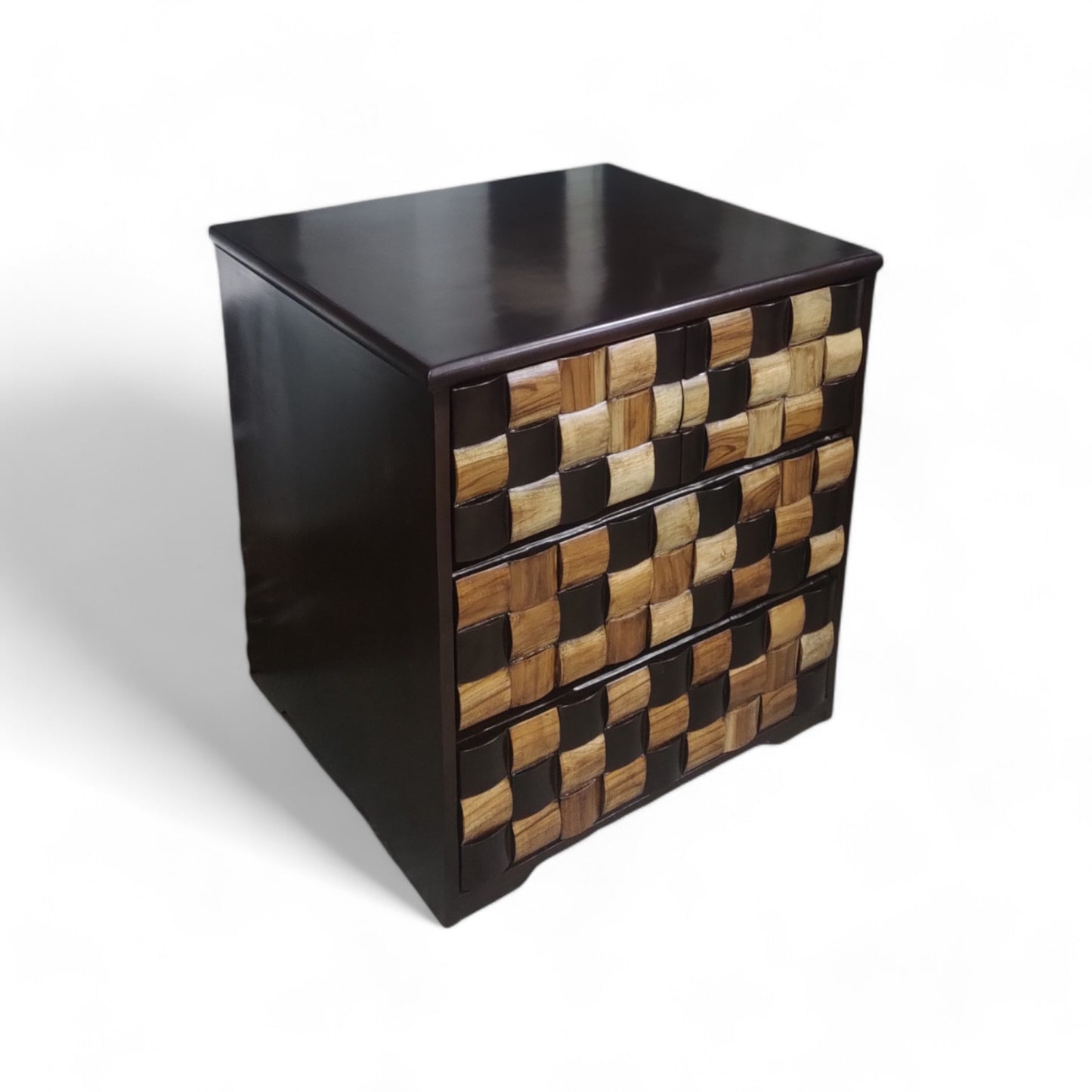 Cabinet with Checkerboard Wood Dark Brown Solid Wood Free Standing Cabinet (Finish Color - WALNUT BROWN, Door Type- Levered, Pre-assembled)