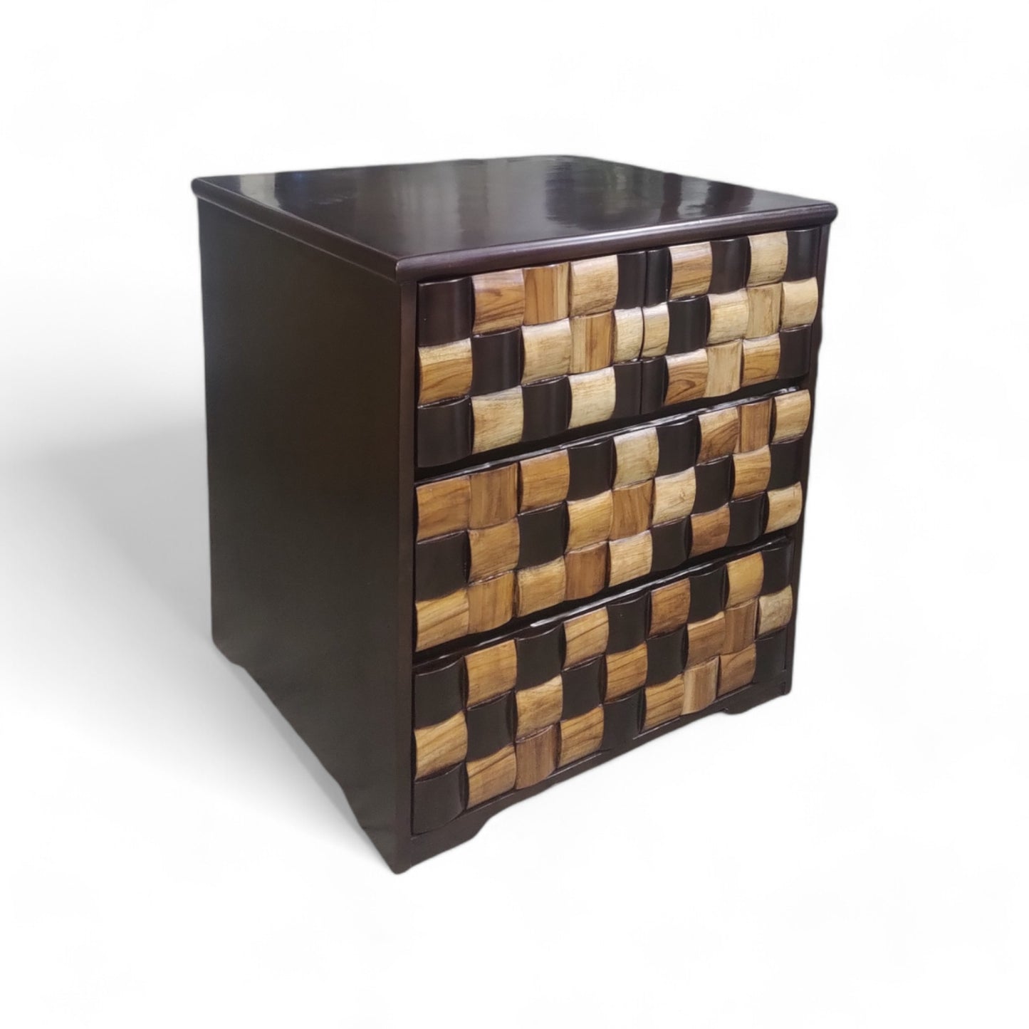 Cabinet with Checkerboard Wood Dark Brown Solid Wood Free Standing Cabinet (Finish Color - WALNUT BROWN, Door Type- Levered, Pre-assembled)