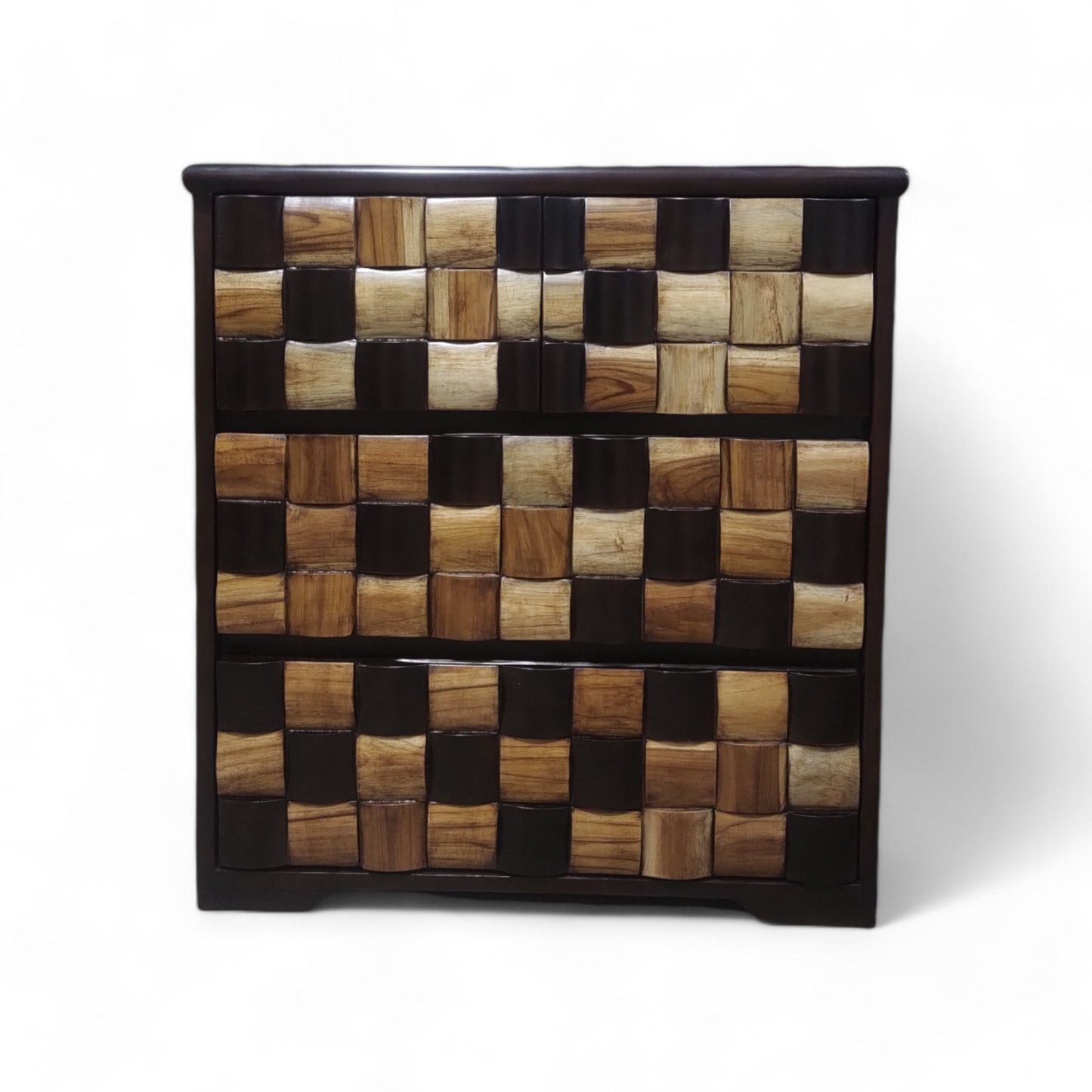 Cabinet with Checkerboard Wood Dark Brown Solid Wood Free Standing Cabinet (Finish Color - WALNUT BROWN, Door Type- Levered, Pre-assembled)
