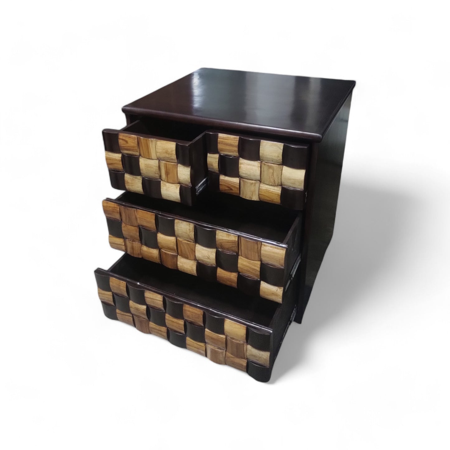 Cabinet with Checkerboard Wood Dark Brown Solid Wood Free Standing Cabinet (Finish Color - WALNUT BROWN, Door Type- Levered, Pre-assembled)