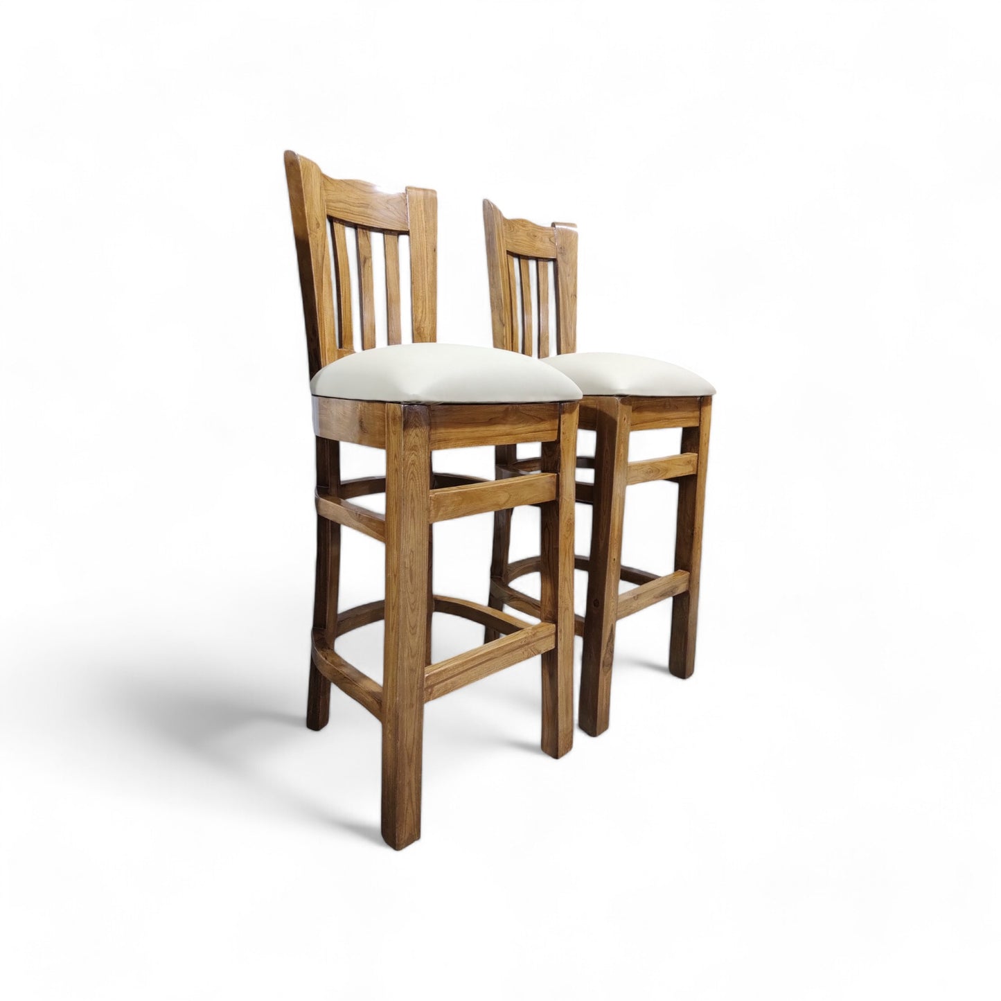 Premium Teak Wood Living Room Chair with Cushioned Fabric Seat Solid Wood Living Room Chair (Finish Color - LIGHT WALNUT, Pre-assembled)