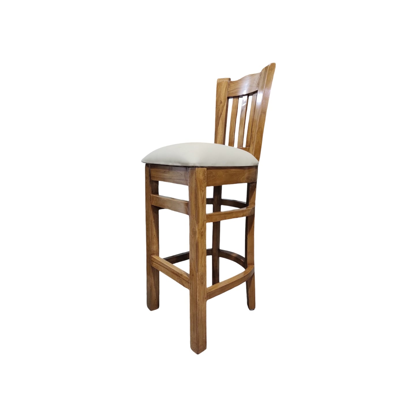 Premium Teak Wood Living Room Chair with Cushioned Fabric Seat Solid Wood Living Room Chair (Finish Color - LIGHT WALNUT, Pre-assembled)