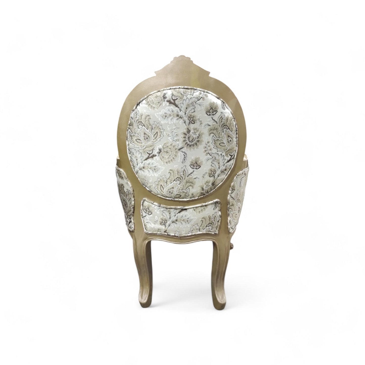 LUMBER CASA Teak Wood Visitor Armchair, Floral Fabric Upholstery, Polished Finish, Living Room
