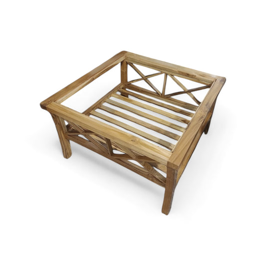 Teak wood coffee/centre table natural wood finish ,10mm glass coffee table (finish colour - teak natural (semi gloss)(pre-assembled)