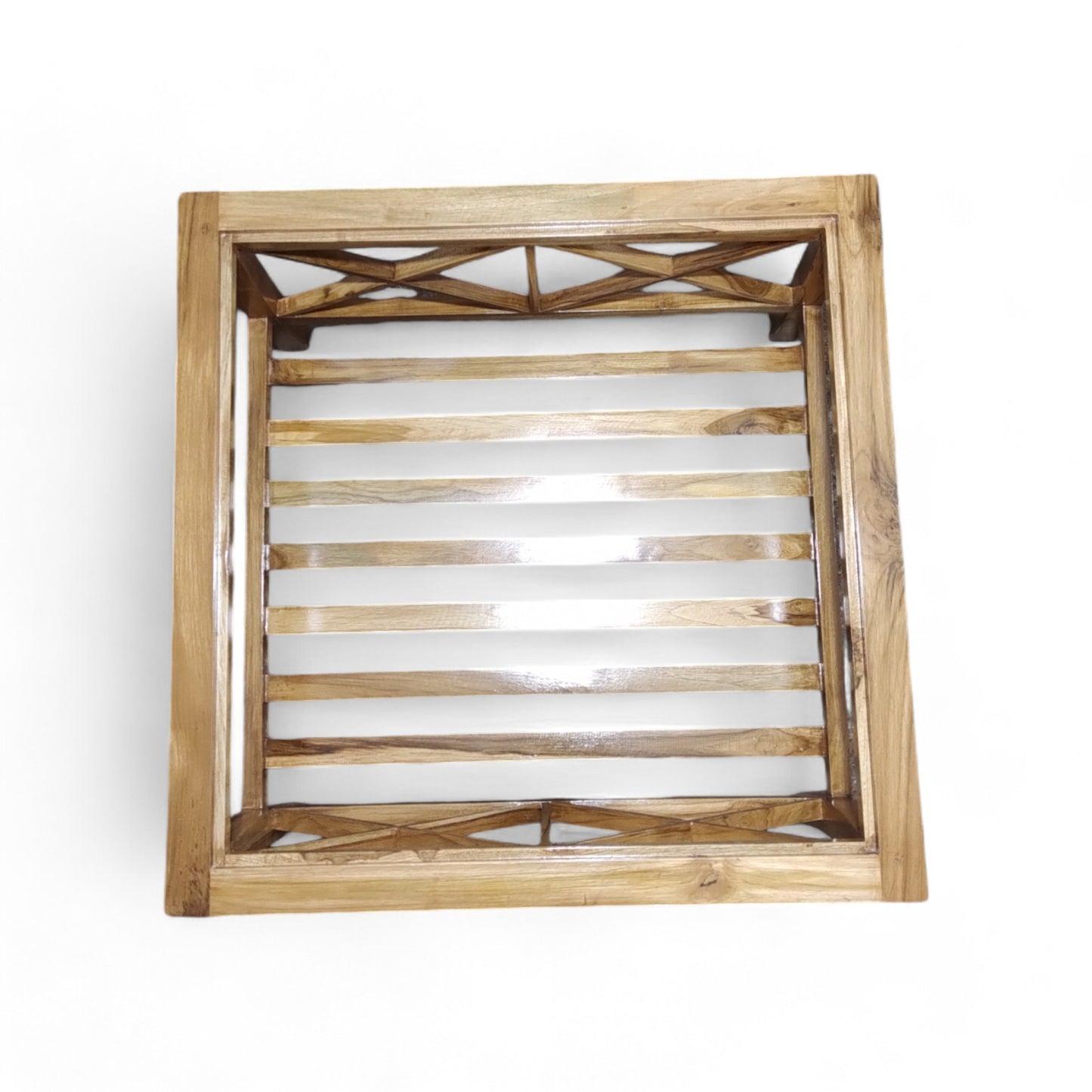 Teak wood coffee/centre table natural wood finish ,10mm glass coffee table (finish colour - teak natural (semi gloss)(pre-assembled)