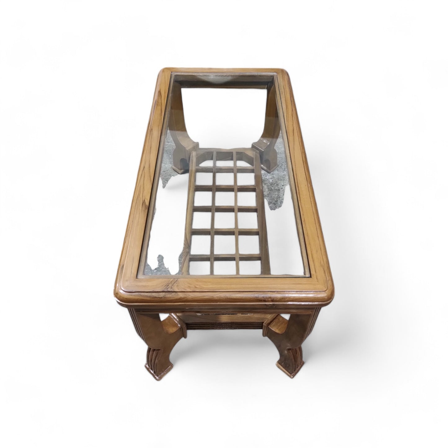 Teak Wood Coffee Table with Glass Top