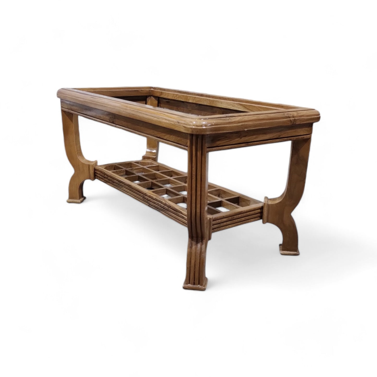 Teak Wood Coffee Table with Glass Top