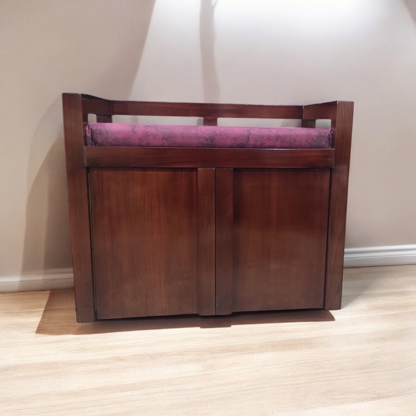 Premium Teak Wood Sethi with Storage, Melamine Finish, Elegant Design, Durable Build, Smooth Edges, Premium Matte Polish Seating Bench Furniture