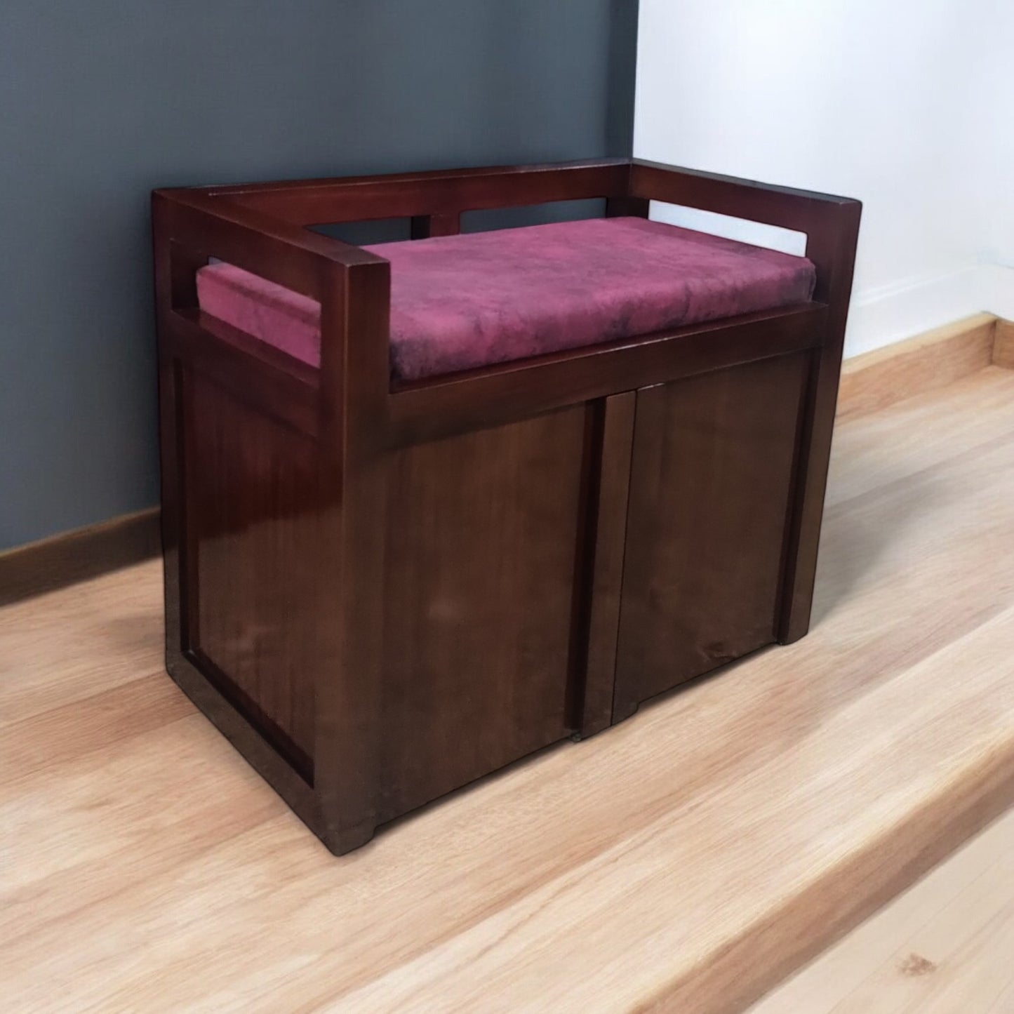 Premium Teak Wood Sethi with Storage, Melamine Finish, Elegant Design, Durable Build, Smooth Edges, Premium Matte Polish Seating Bench Furniture