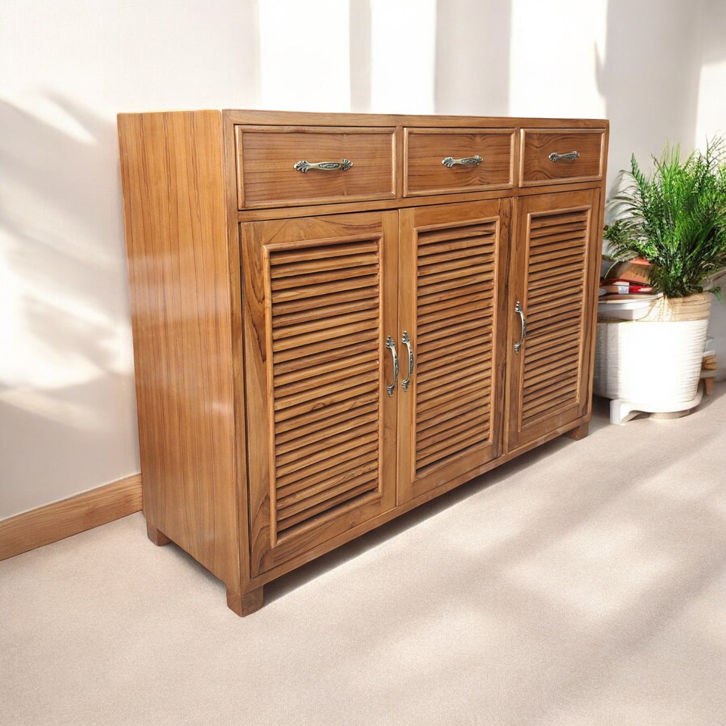 wooden shoe rack teak colour semi matt finish, solid wood shoe stand (teak 4 shelves, pre-assembled)