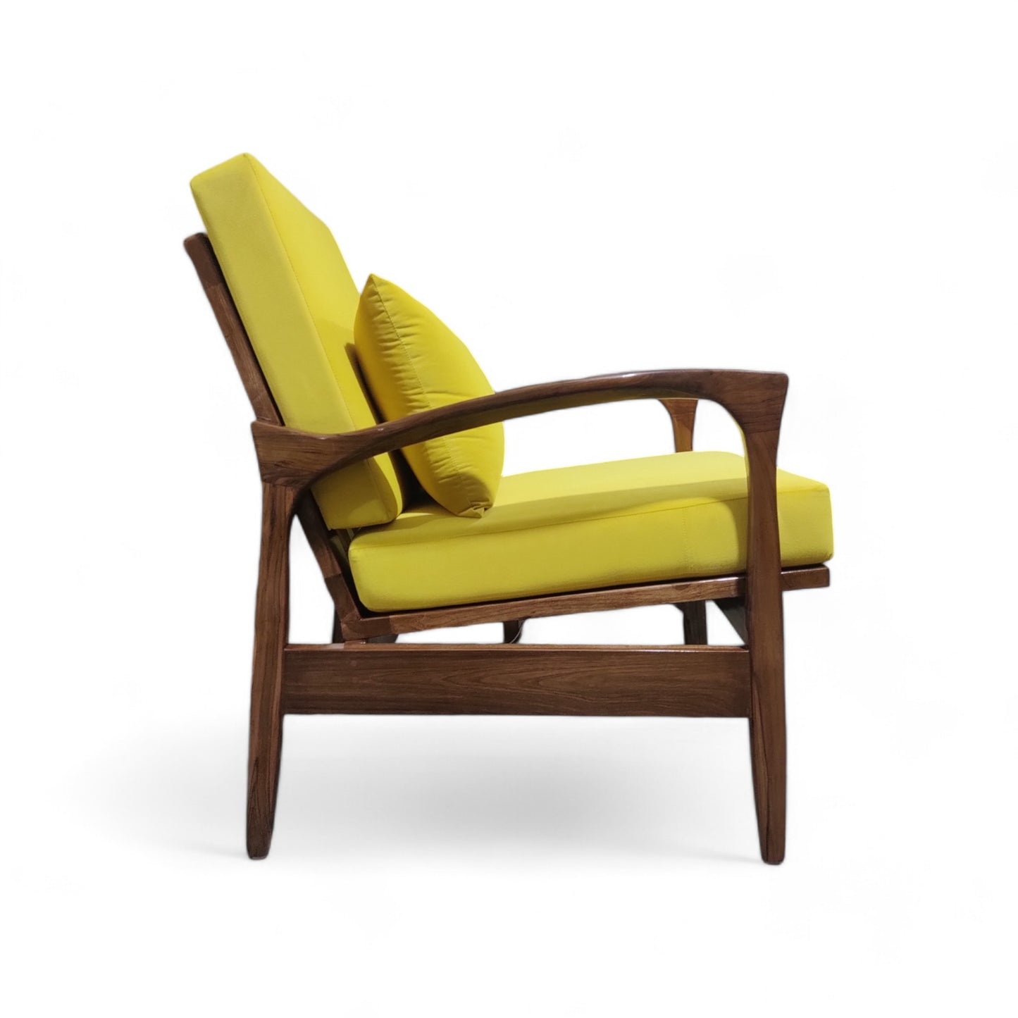 Lumber casa comfortable premium quality teak wood easy chair , solid wood living room chair (finish colour - teak natural Glossy , pre-assembled)