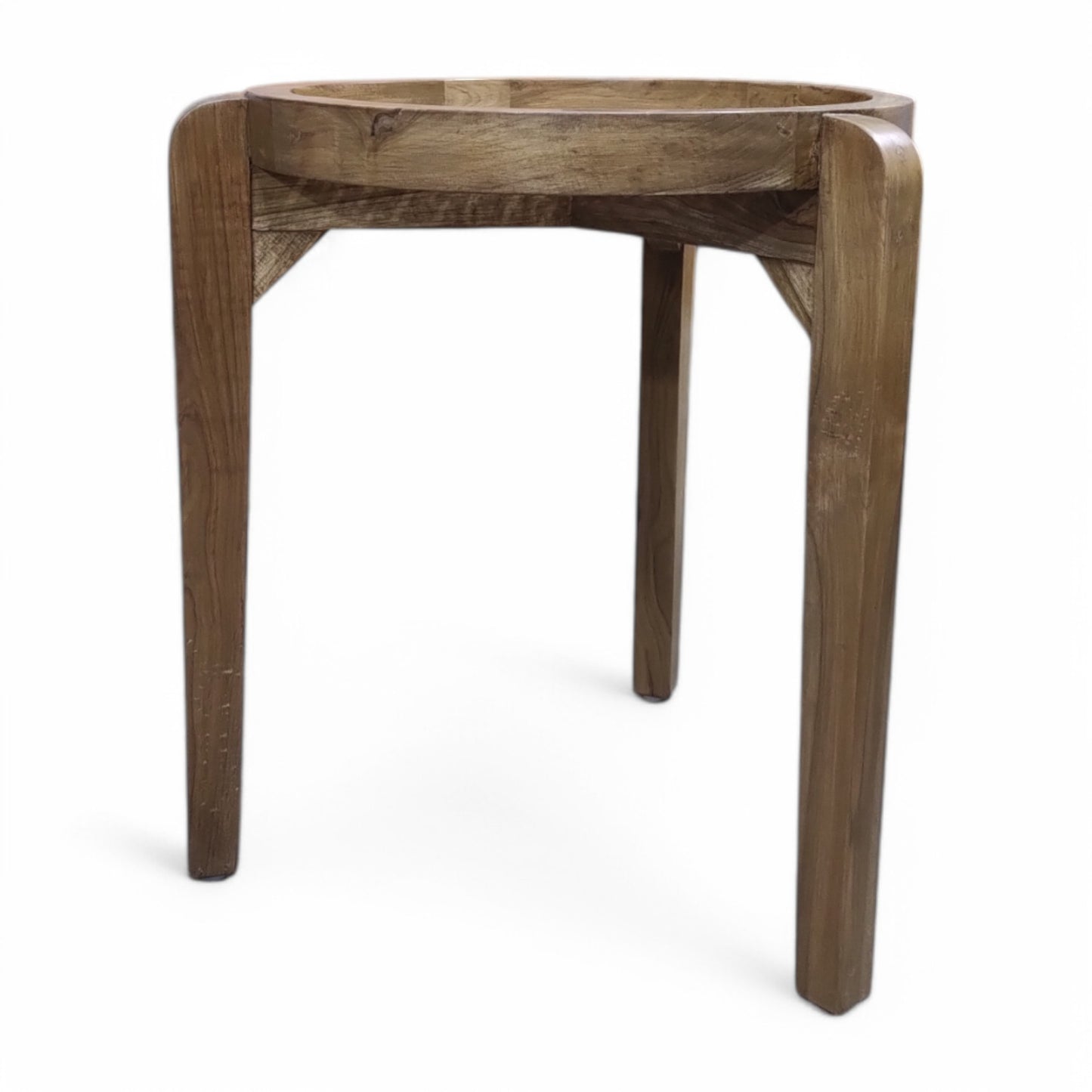 Handcrafted Natural Teak Wood Bar Stool with Premium Rattan Cane Weaving Solid Wood Bar Stool (Finish Color - LIGHT WALNUT, Pre-assembled)