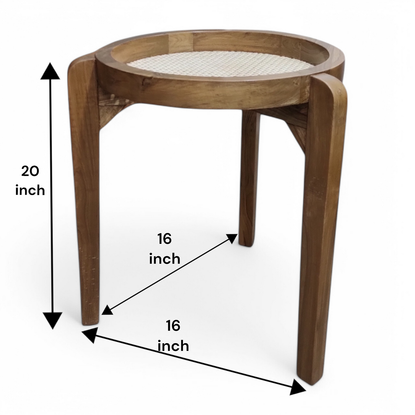 Handcrafted Natural Teak Wood Bar Stool with Premium Rattan Cane Weaving Solid Wood Bar Stool (Finish Color - LIGHT WALNUT, Pre-assembled)