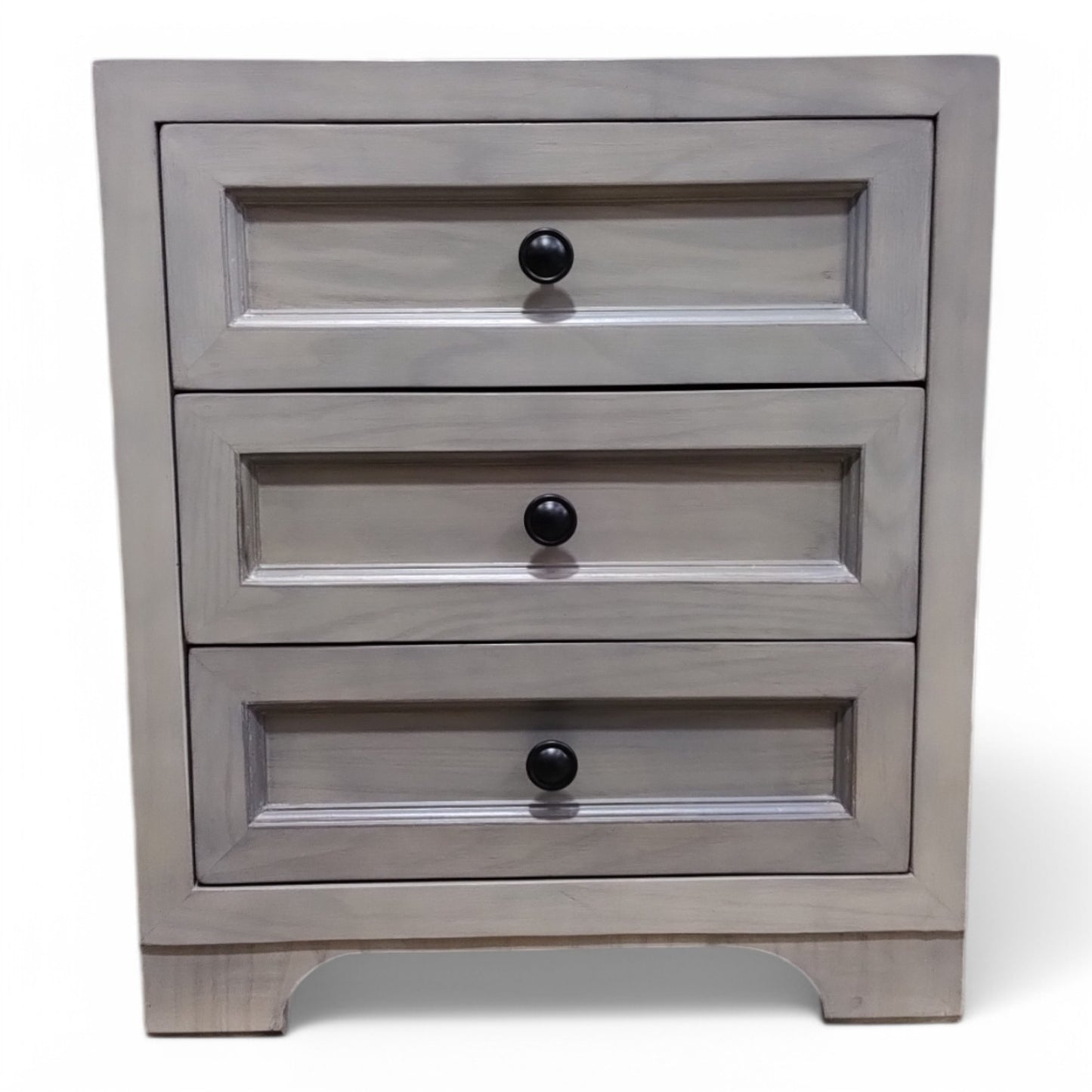Premium Solid Teak Wood 3-Drawer Chest in Rustic Grey Matt Finish – Contemporary Bedside Storage for Living and Bedroom