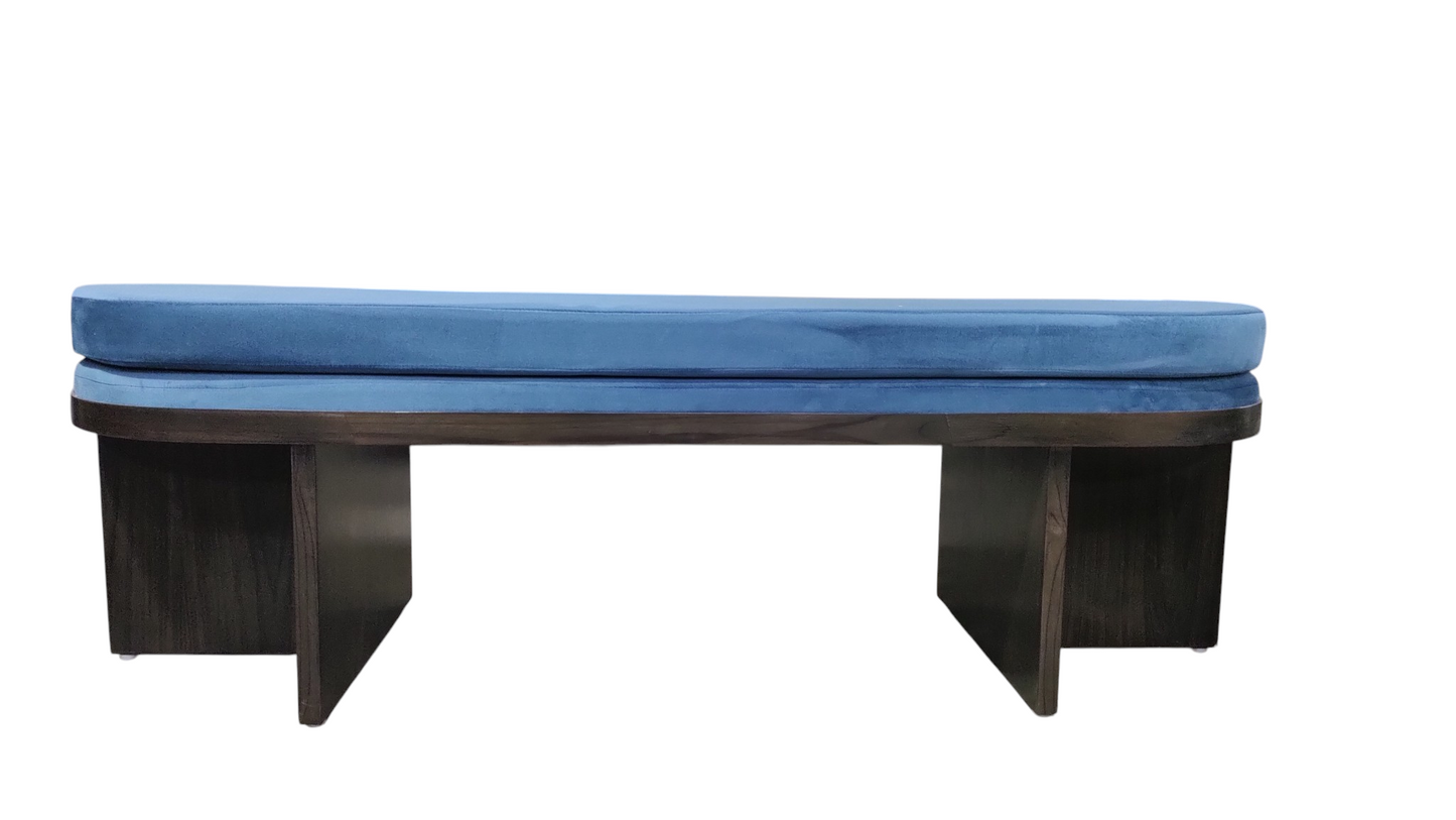 wooden sofa bench from Lumber Casa, a perfect blend of contemporary design and everyday comfort. Fabric 2 Seater Sofa (Finish Color - dark walnut, Pre-assembled)